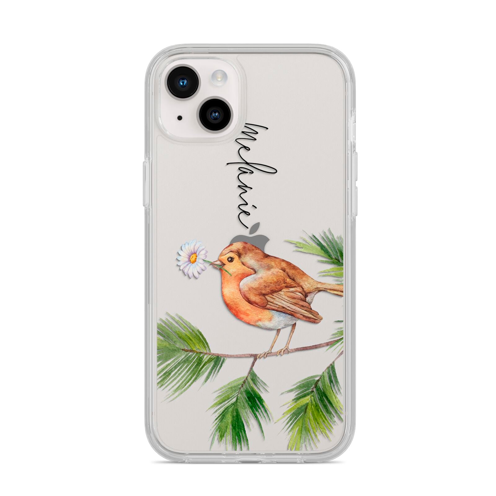 Personalised Robin iPhone 14 Plus Clear Tough Case Starlight