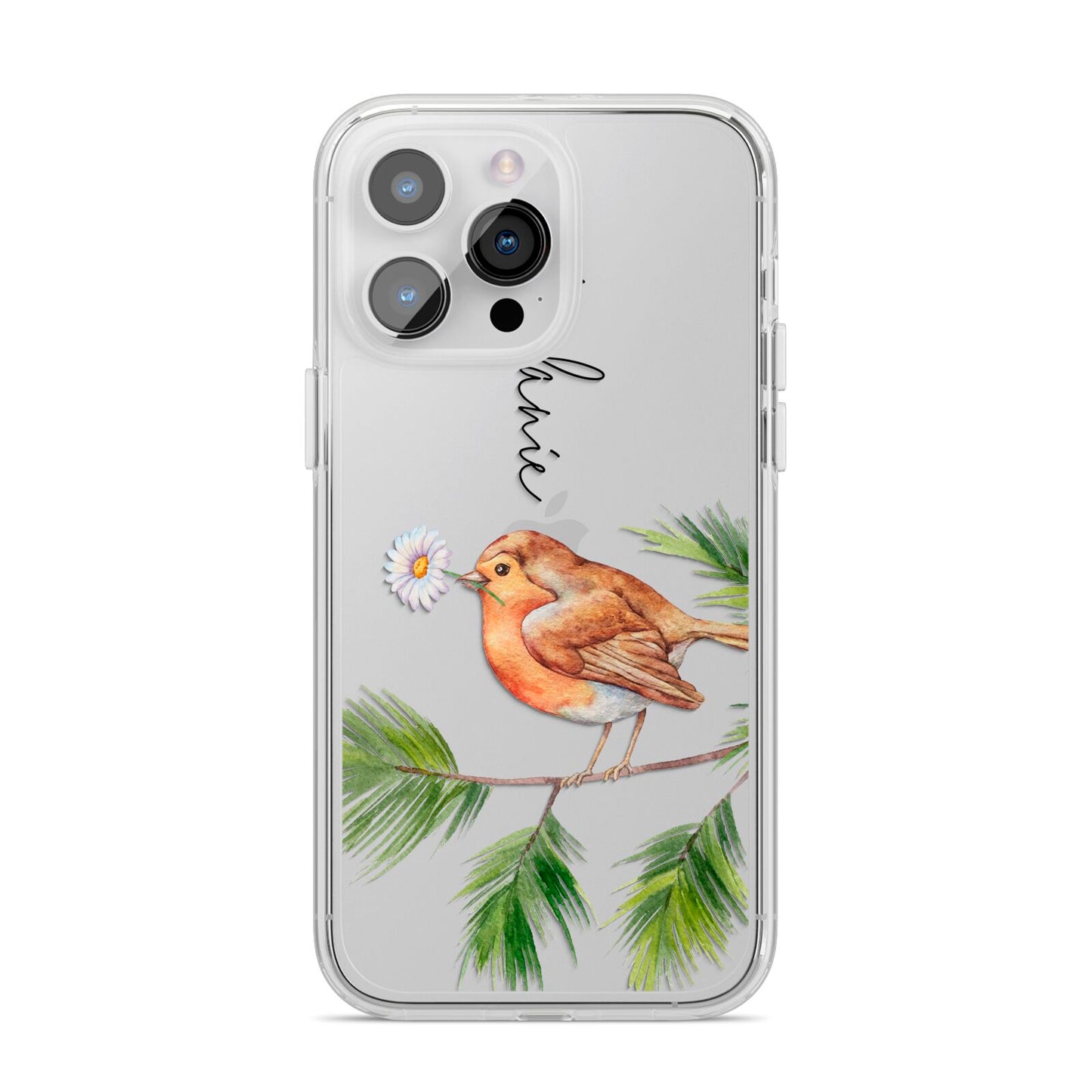 Personalised Robin iPhone 14 Pro Max Clear Tough Case Silver