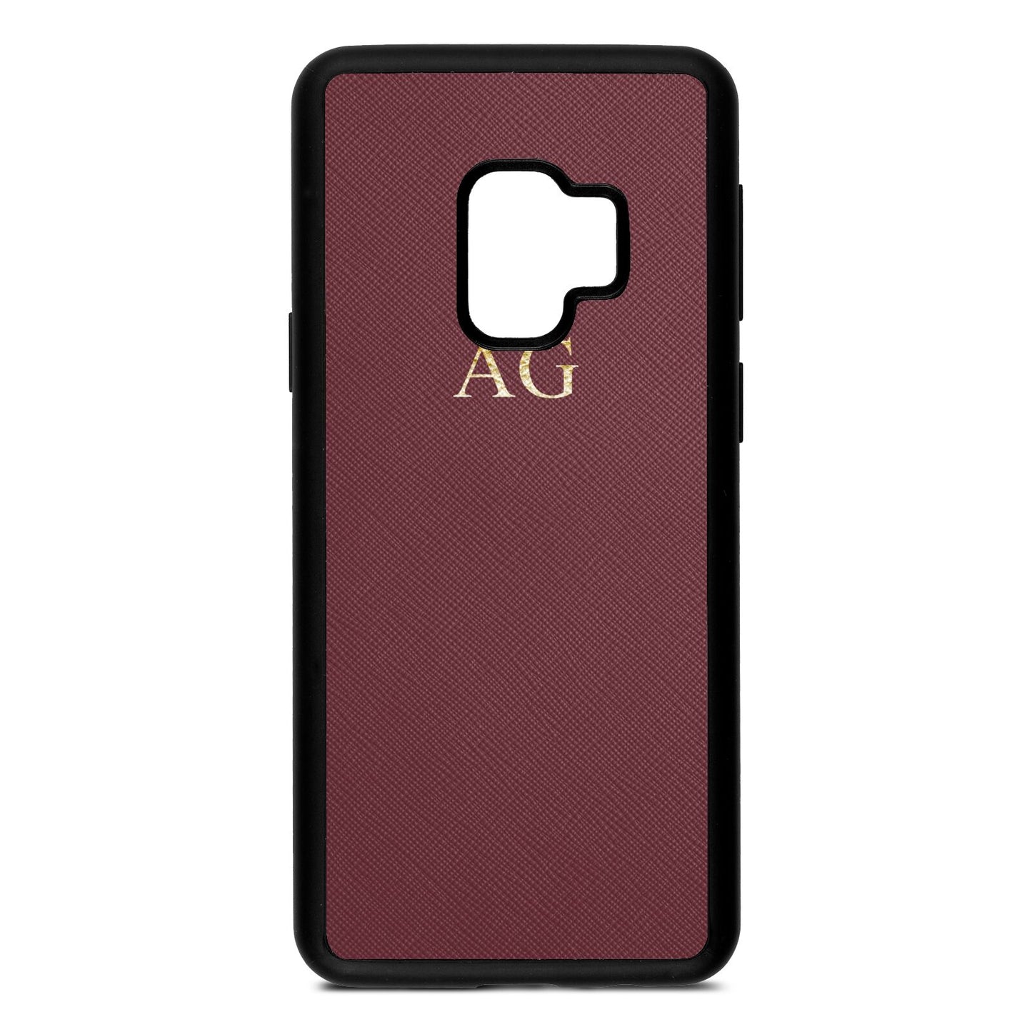 Personalised Rose Brown Saffiano Leather Samsung S9 Case
