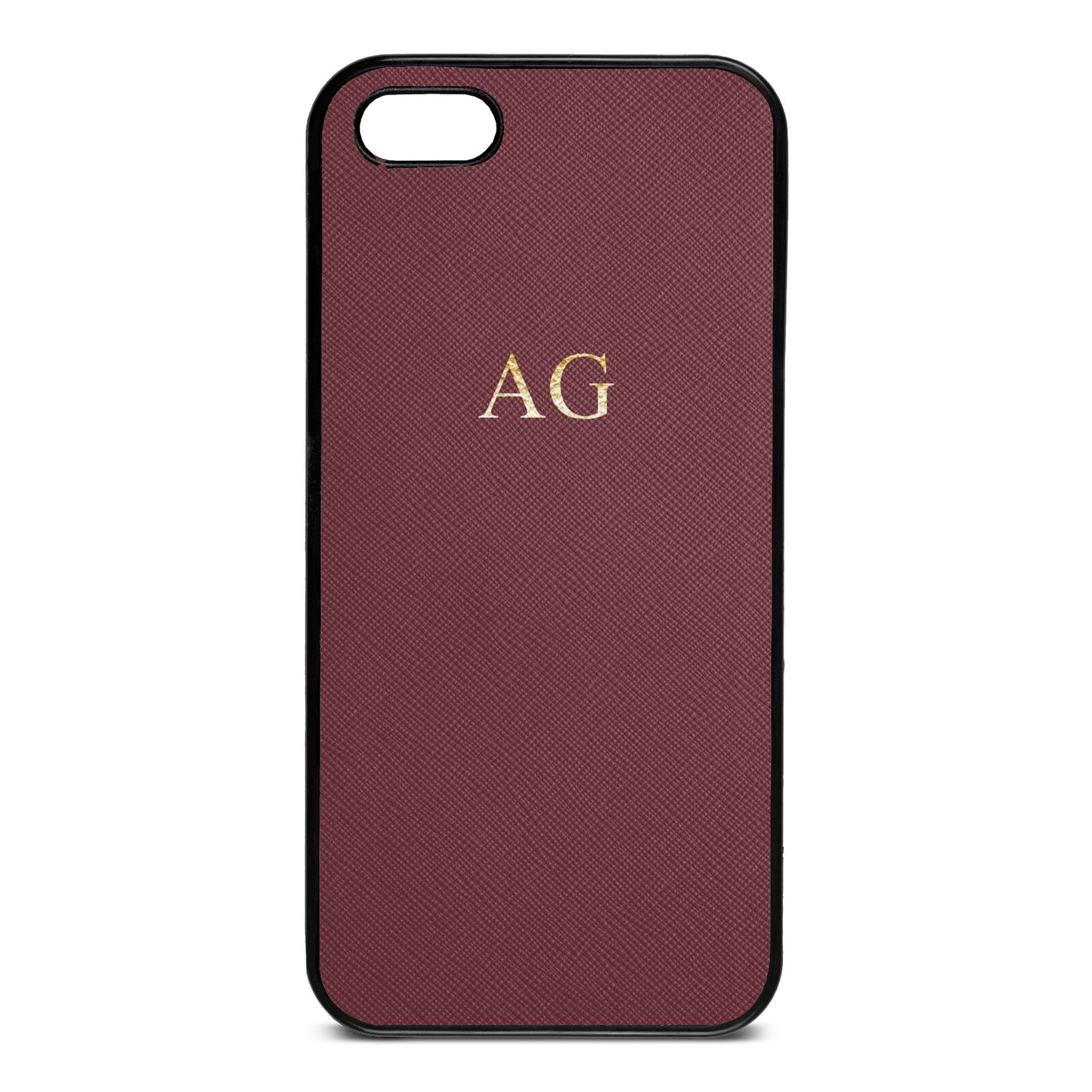 Personalised Rose Brown Saffiano Leather iPhone 5 Case
