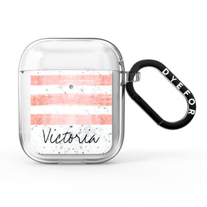 Personalised Rose Gold Brush Marble Initial AirPods Case