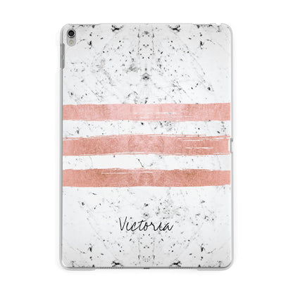 Personalised Rose Gold Brush Marble Initial Apple iPad Silver Case