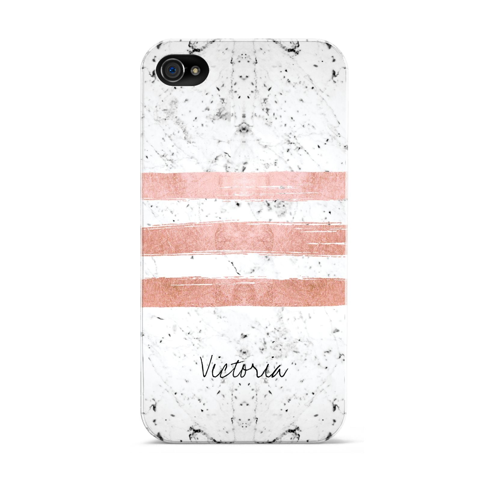 Personalised Rose Gold Brush Marble Initial Apple iPhone 4s Case