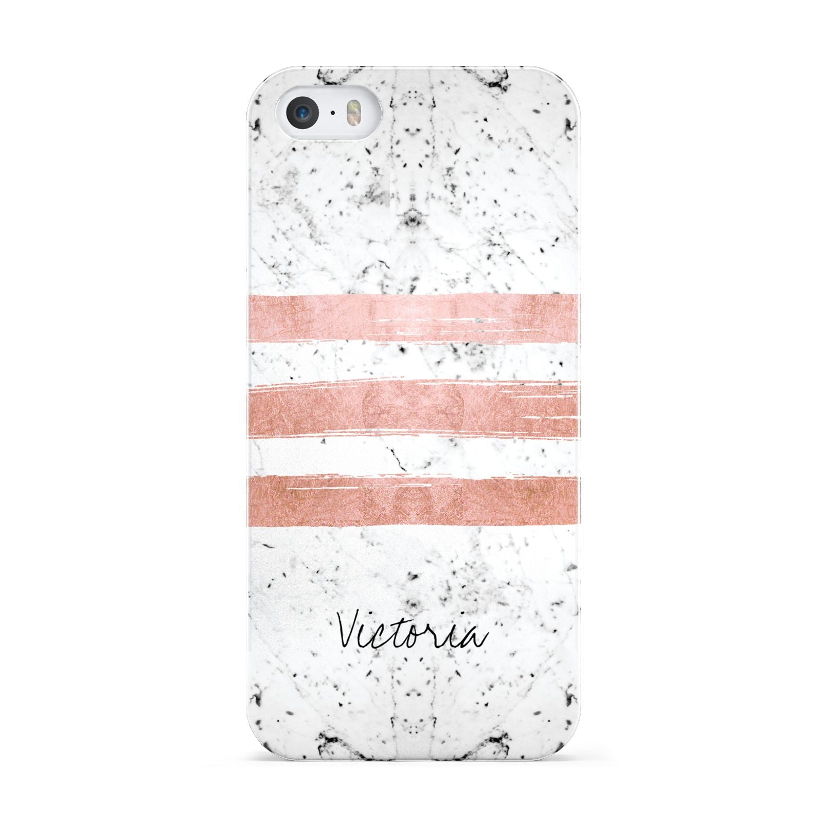 Personalised Rose Gold Brush Marble Initial Apple iPhone 5 Case