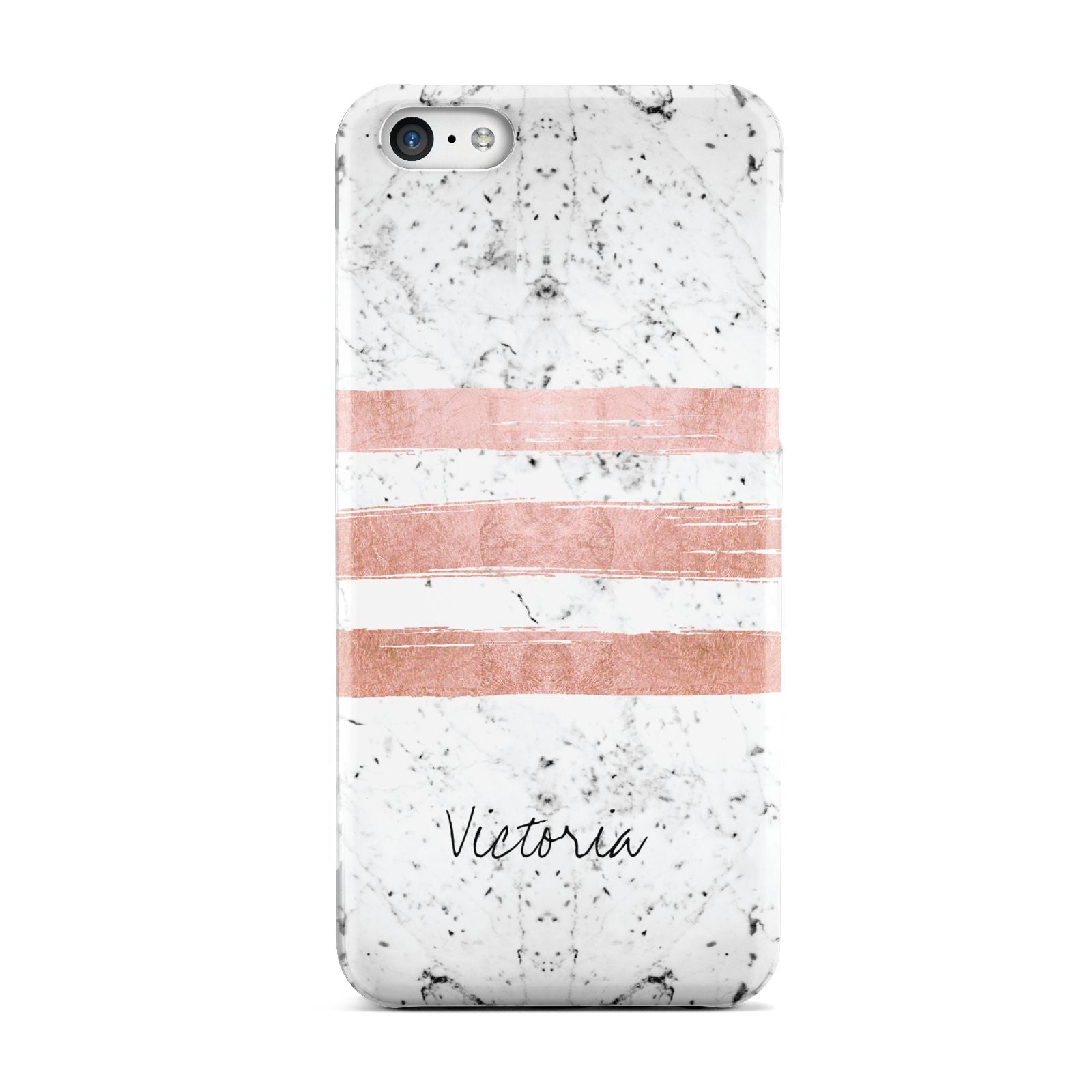 Personalised Rose Gold Brush Marble Initial Apple iPhone 5c Case