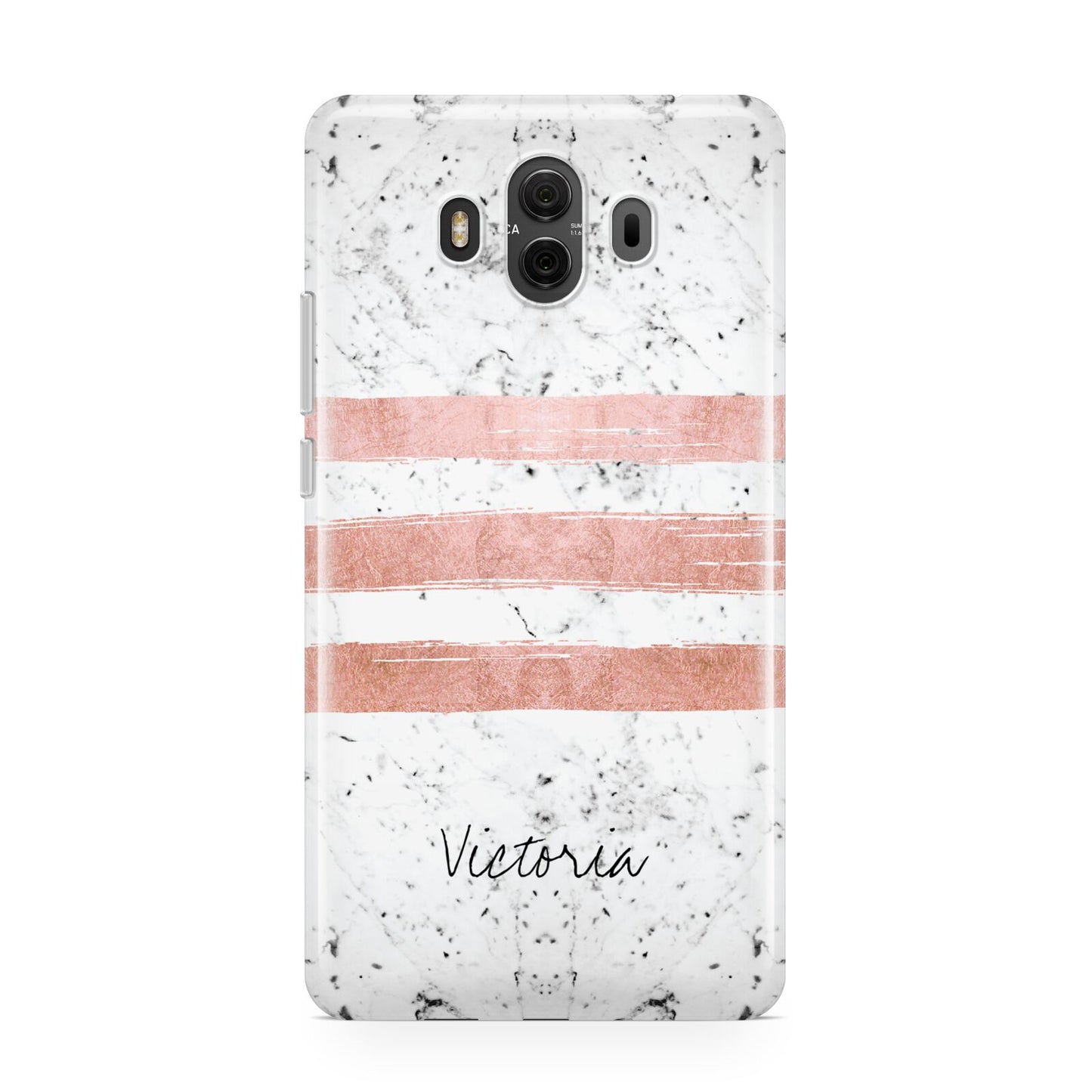 Personalised Rose Gold Brush Marble Initial Huawei Mate 10 Protective Phone Case