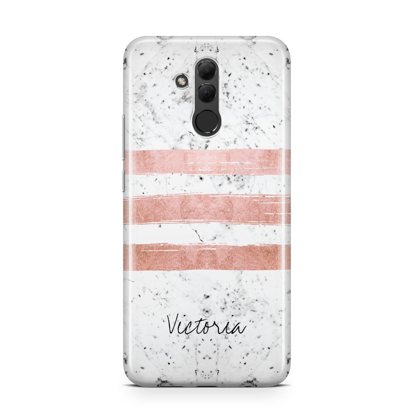 Personalised Rose Gold Brush Marble Initial Huawei Mate 20 Lite