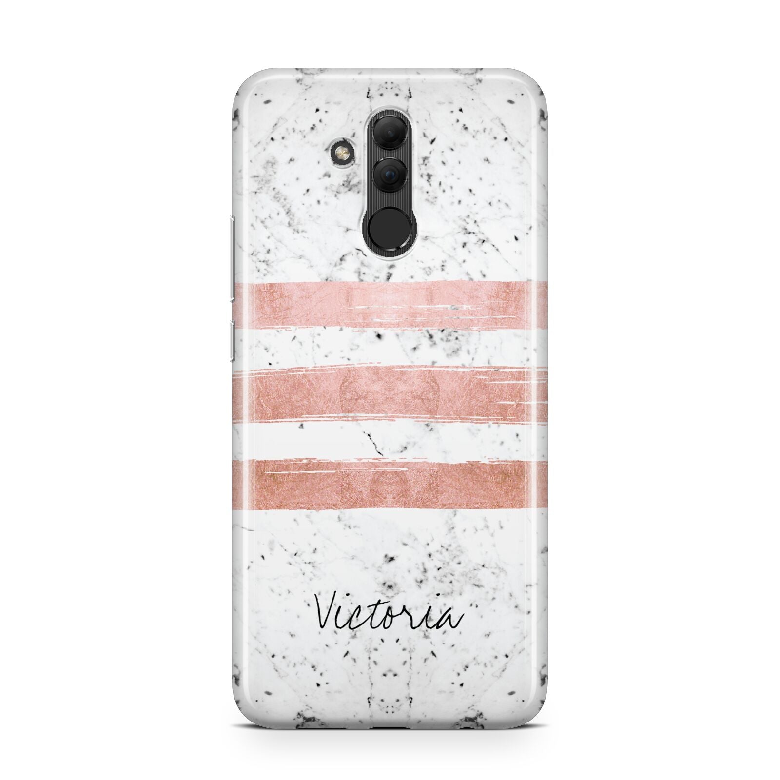 Personalised Rose Gold Brush Marble Initial Huawei Mate 20 Lite