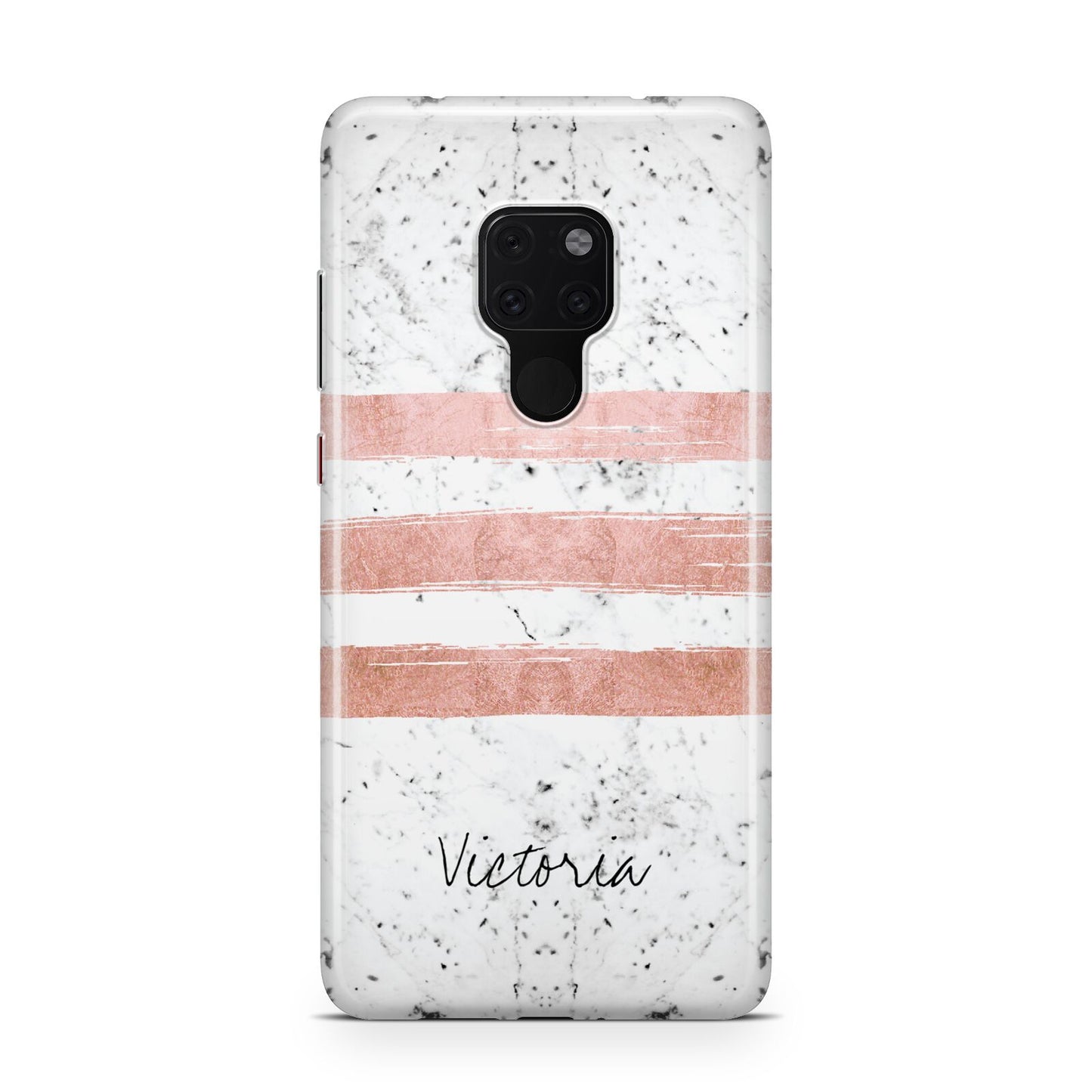 Personalised Rose Gold Brush Marble Initial Huawei Mate 20 Phone Case