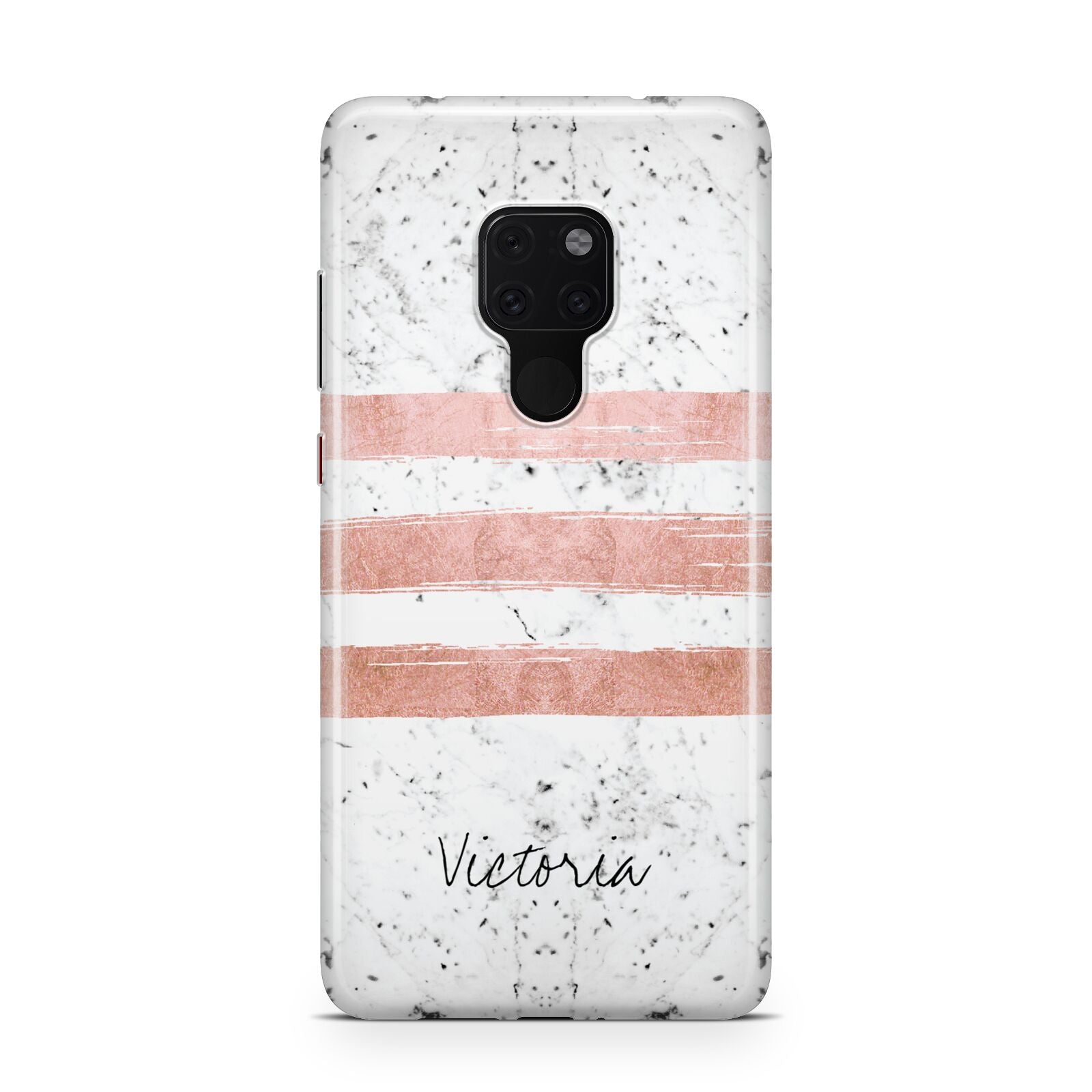 Personalised Rose Gold Brush Marble Initial Huawei Mate 20 Phone Case