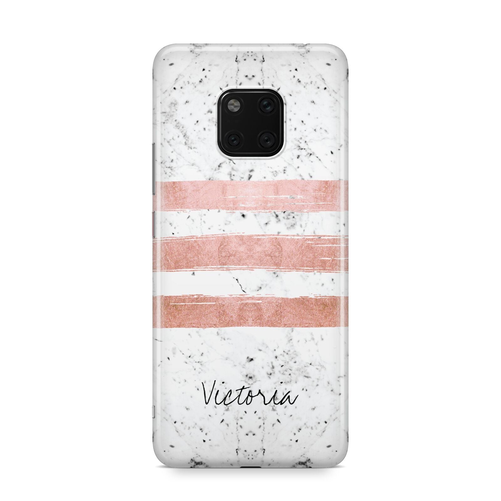 Personalised Rose Gold Brush Marble Initial Huawei Mate 20 Pro Phone Case