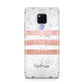Personalised Rose Gold Brush Marble Initial Huawei Mate 20X Phone Case