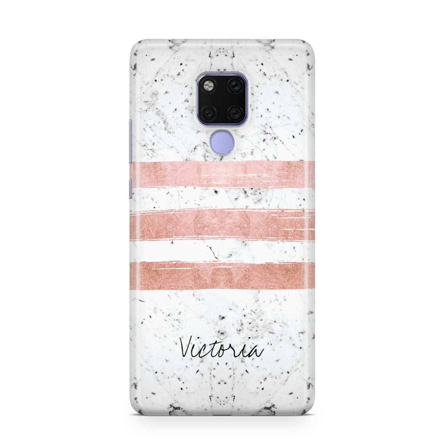 Personalised Rose Gold Brush Marble Initial Huawei Mate 20X Phone Case