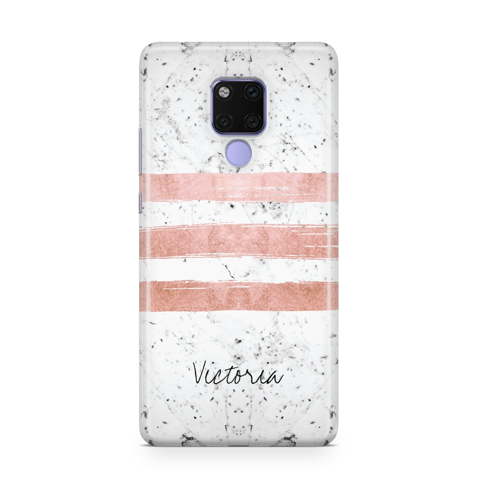 Personalised Rose Gold Brush Marble Initial Huawei Mate 20X Phone Case