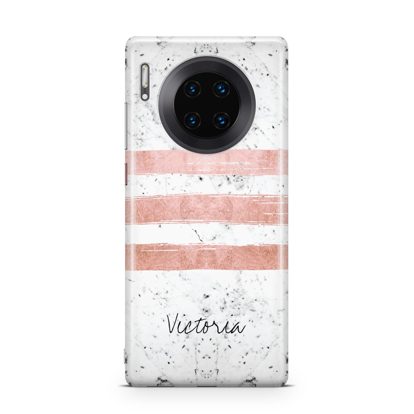 Personalised Rose Gold Brush Marble Initial Huawei Mate 30 Pro Phone Case