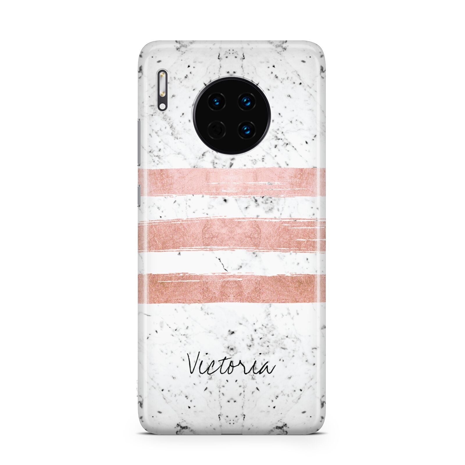 Personalised Rose Gold Brush Marble Initial Huawei Mate 30