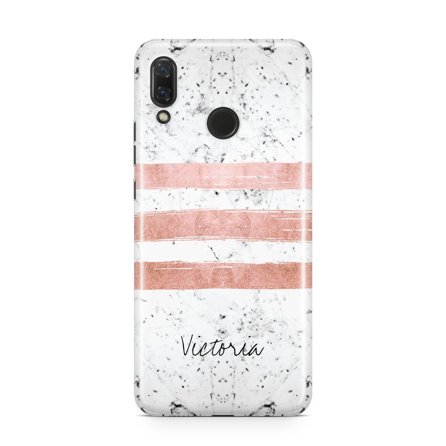 Personalised Rose Gold Brush Marble Initial Huawei Nova 3 Phone Case