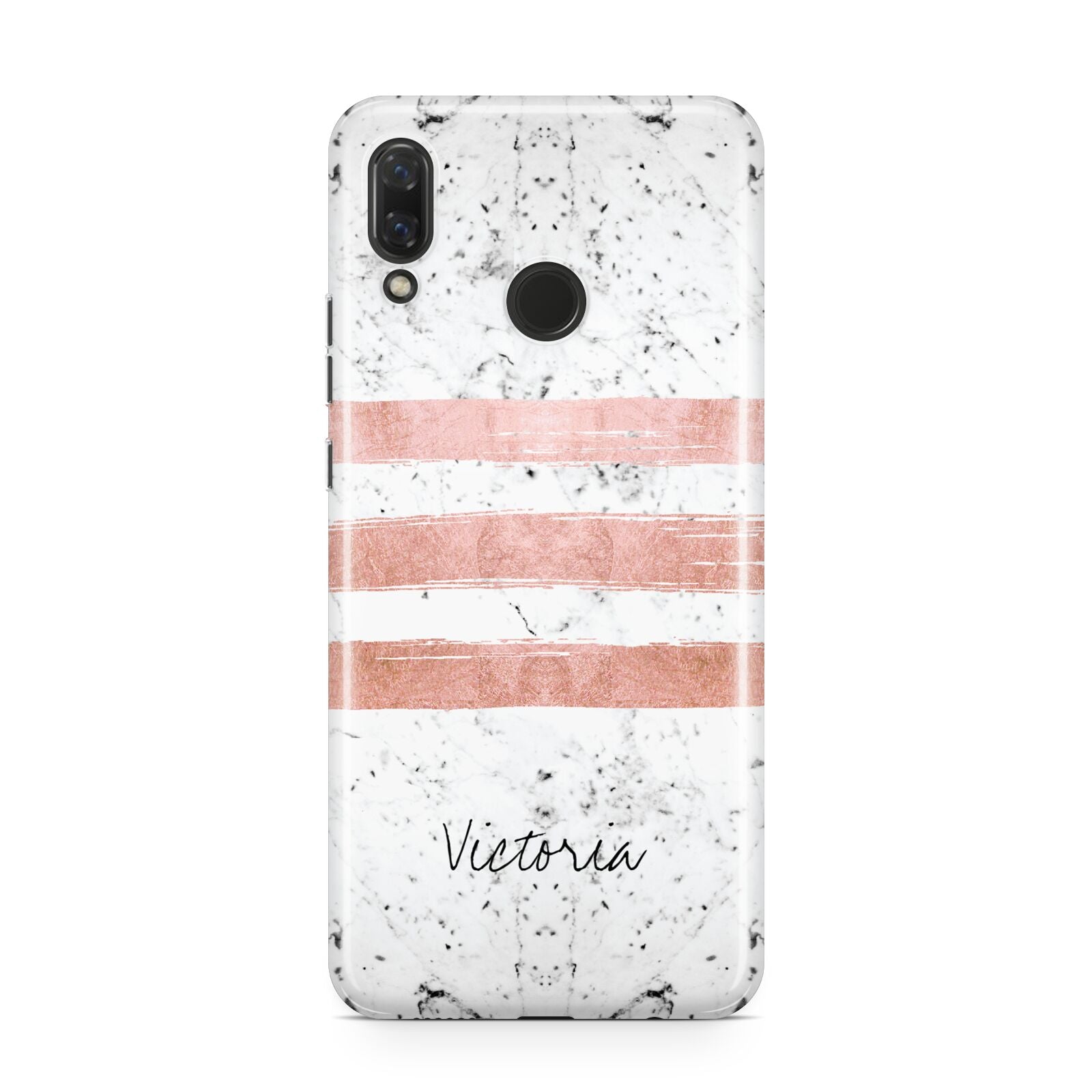 Personalised Rose Gold Brush Marble Initial Huawei Nova 3 Phone Case
