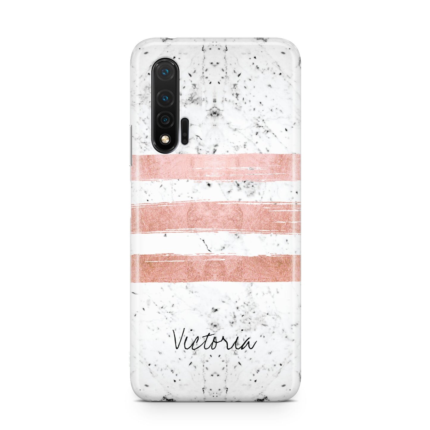 Personalised Rose Gold Brush Marble Initial Huawei Nova 6 Phone Case