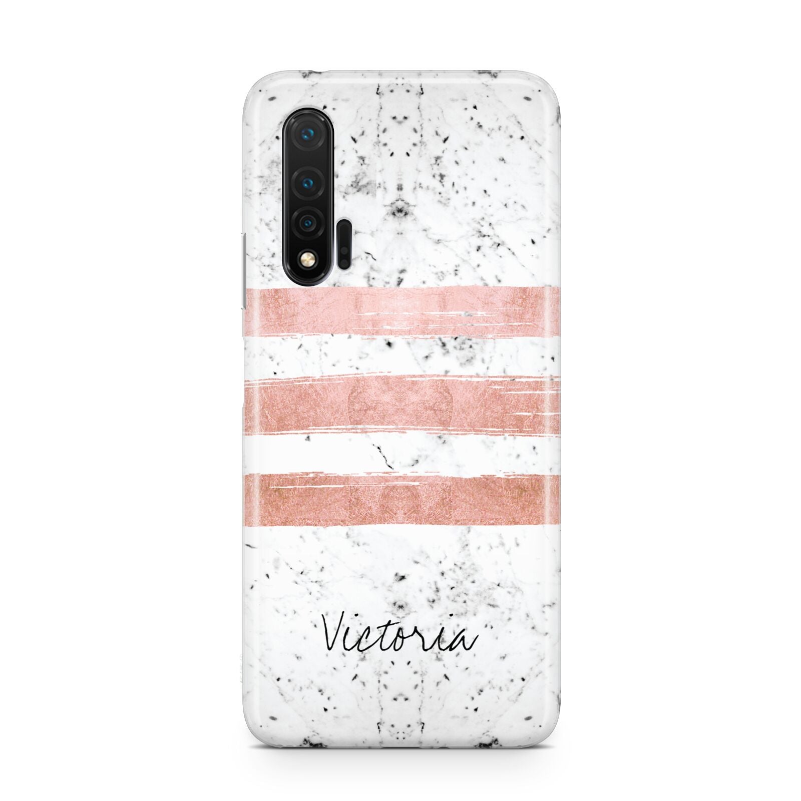 Personalised Rose Gold Brush Marble Initial Huawei Nova 6 Phone Case