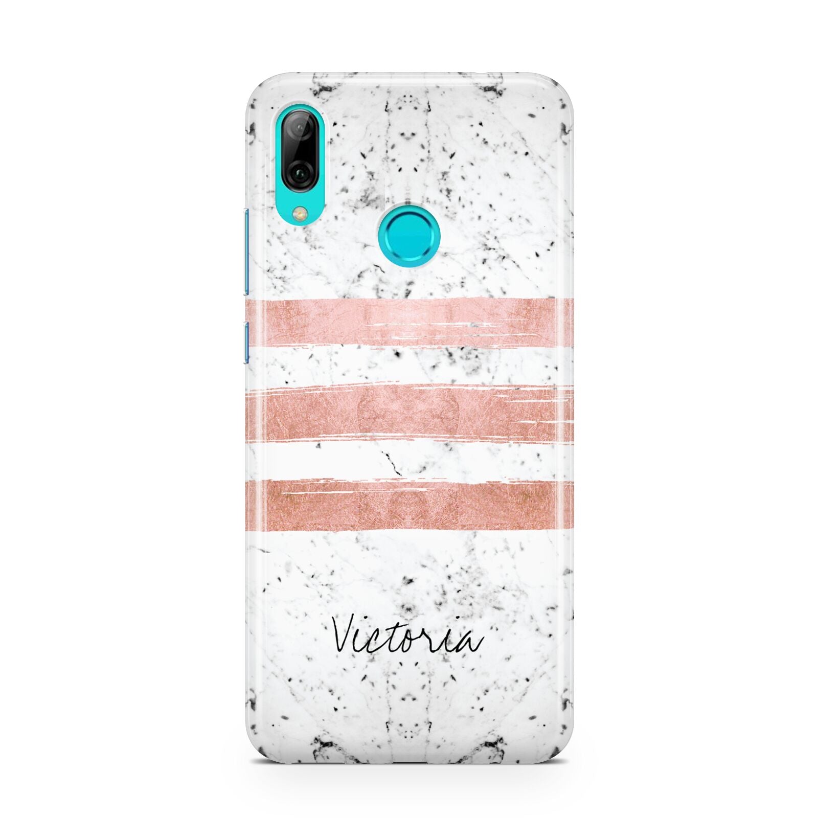 Personalised Rose Gold Brush Marble Initial Huawei P Smart 2019 Case