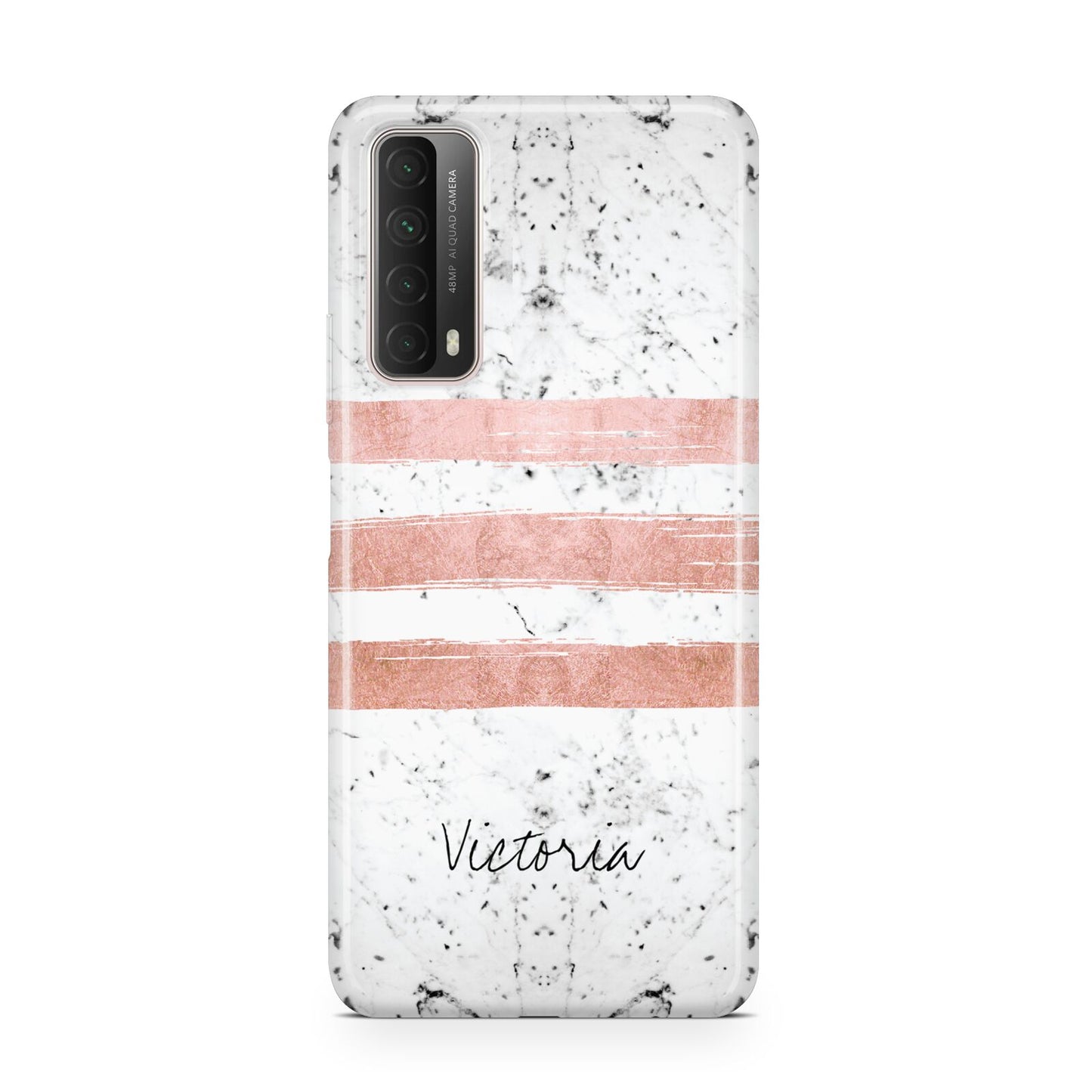 Personalised Rose Gold Brush Marble Initial Huawei P Smart 2021