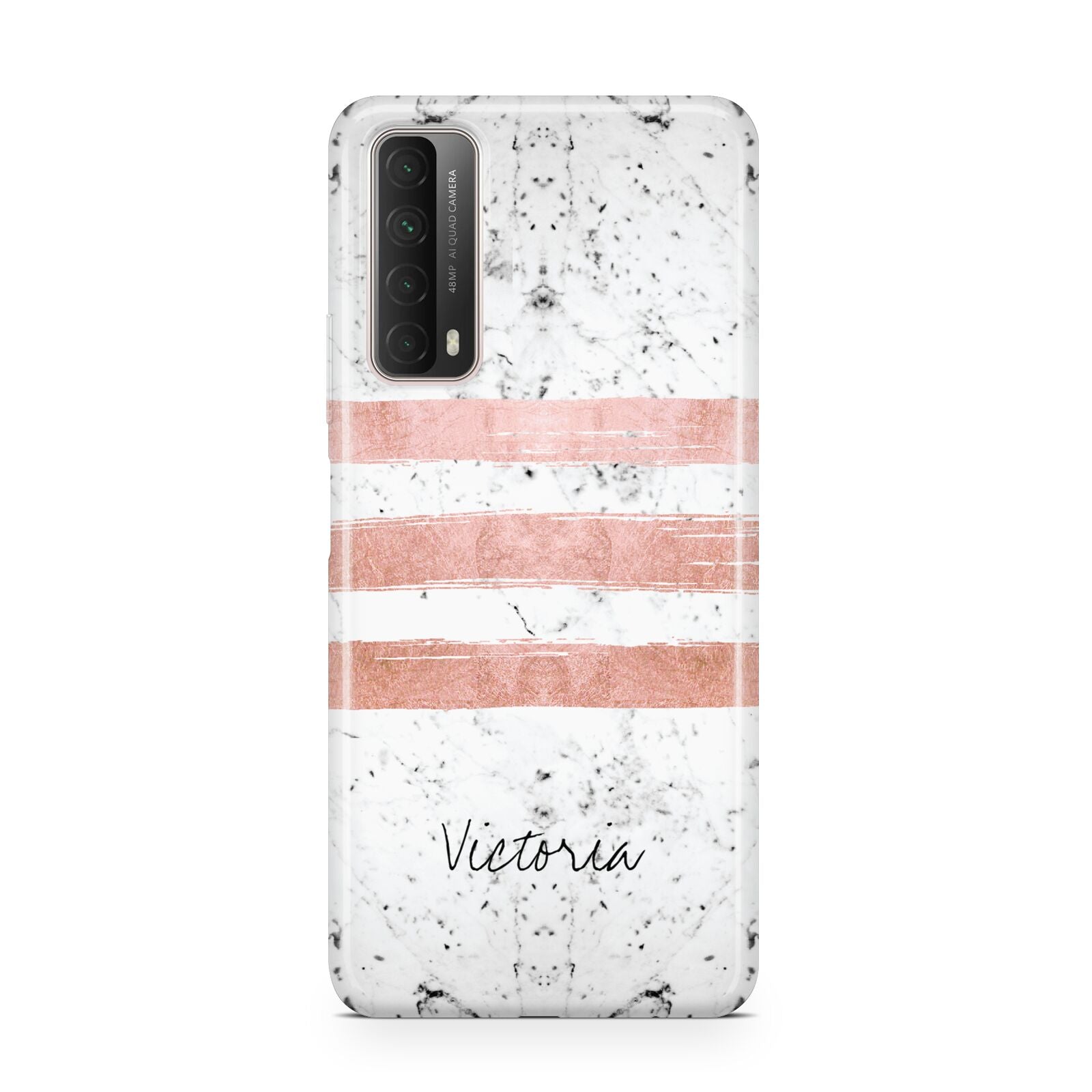 Personalised Rose Gold Brush Marble Initial Huawei P Smart 2021