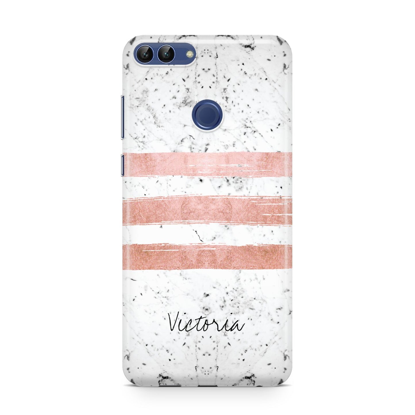 Personalised Rose Gold Brush Marble Initial Huawei P Smart Case