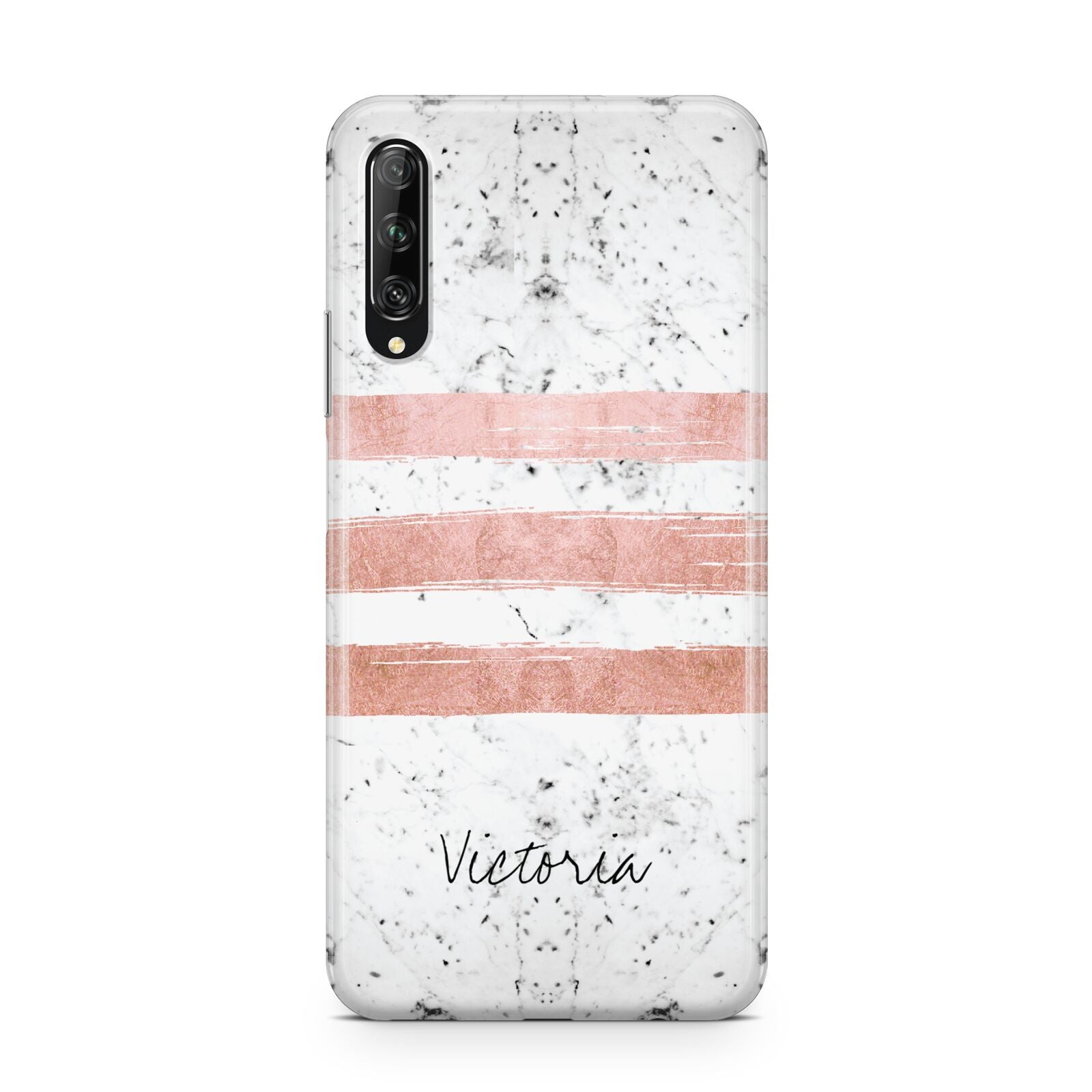 Personalised Rose Gold Brush Marble Initial Huawei P Smart Pro 2019
