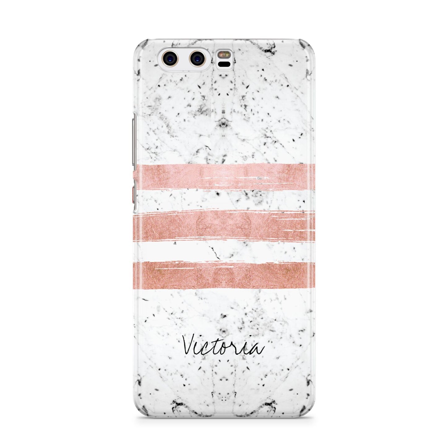 Personalised Rose Gold Brush Marble Initial Huawei P10 Phone Case