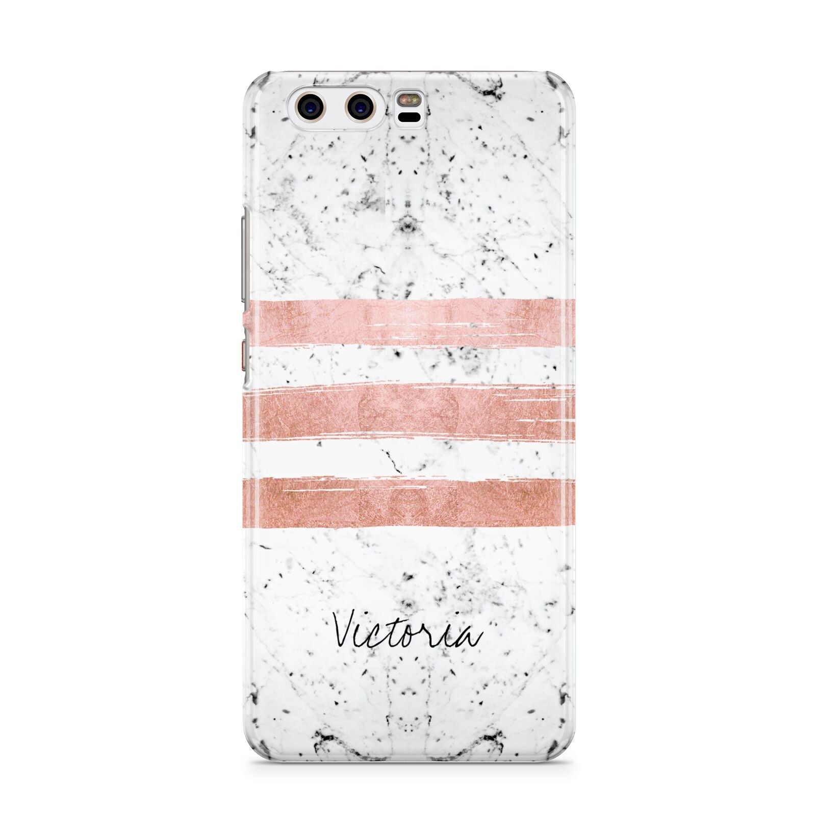 Personalised Rose Gold Brush Marble Initial Huawei P10 Phone Case