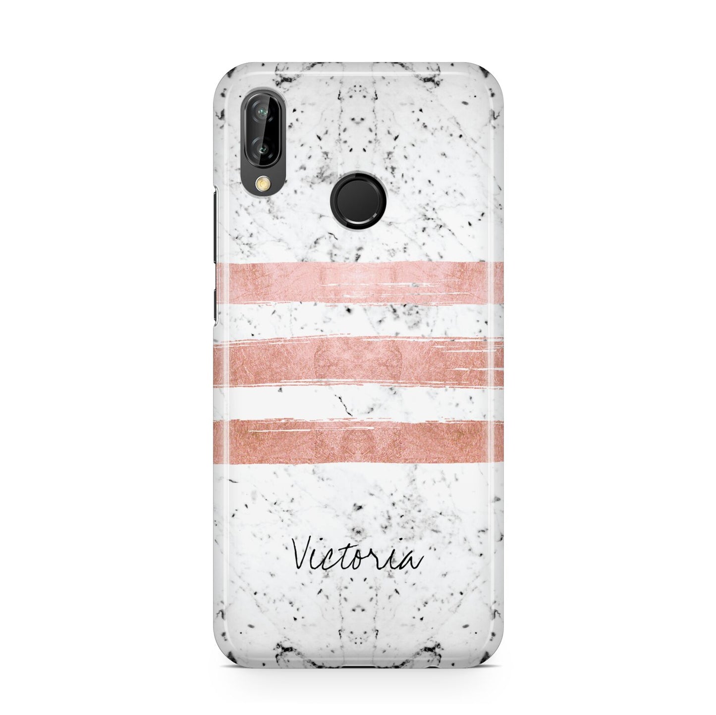 Personalised Rose Gold Brush Marble Initial Huawei P20 Lite Phone Case