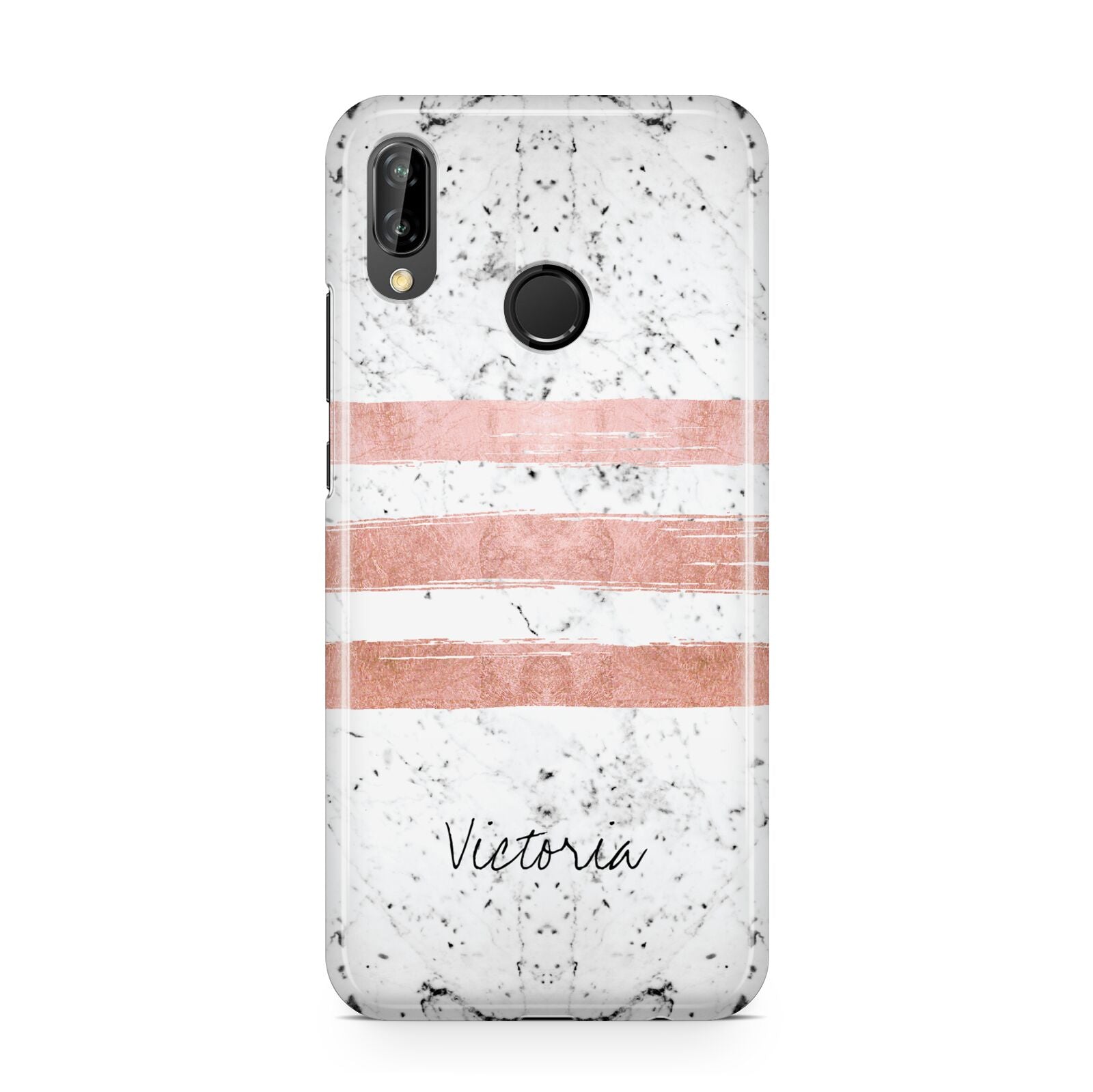 Personalised Rose Gold Brush Marble Initial Huawei P20 Lite Phone Case