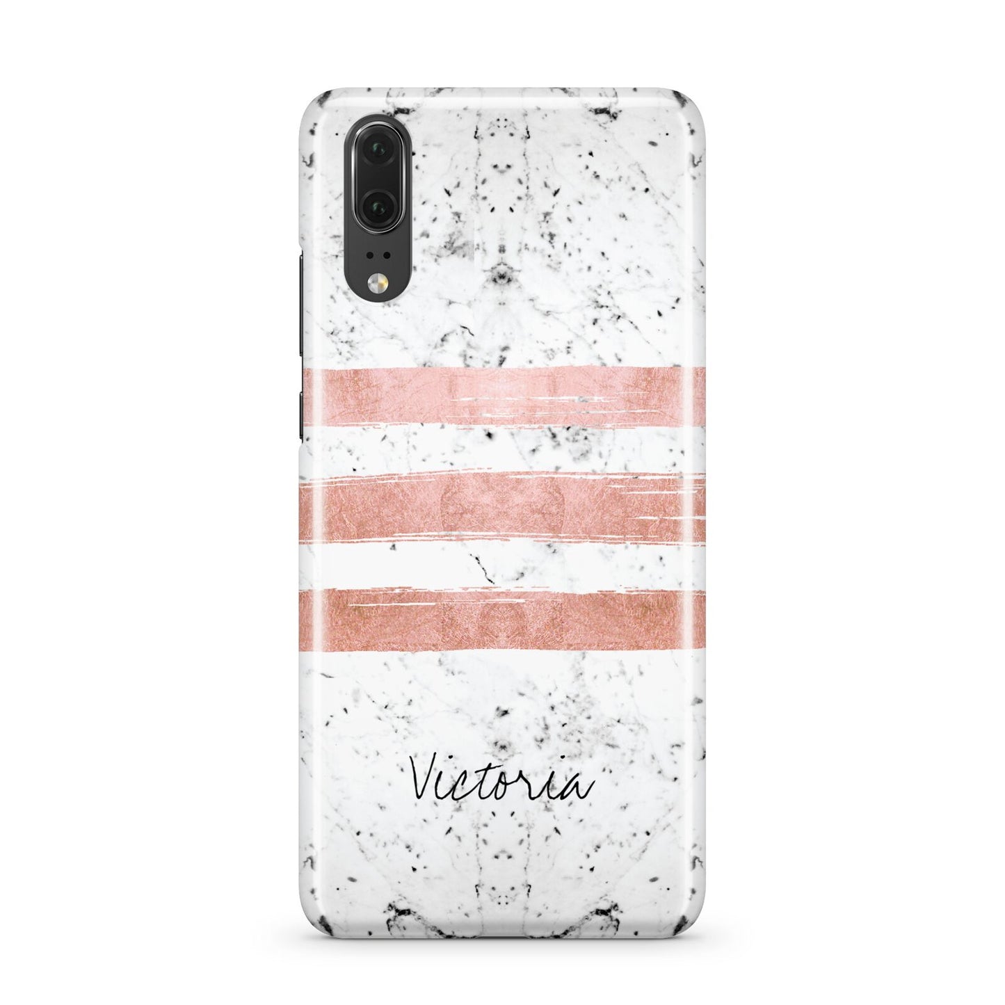 Personalised Rose Gold Brush Marble Initial Huawei P20 Phone Case