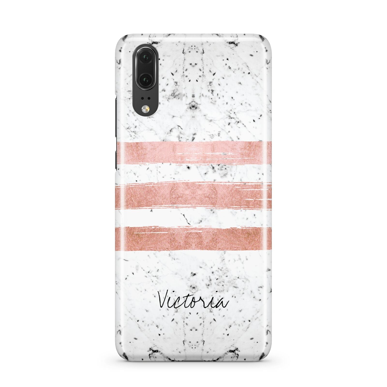 Personalised Rose Gold Brush Marble Initial Huawei P20 Phone Case