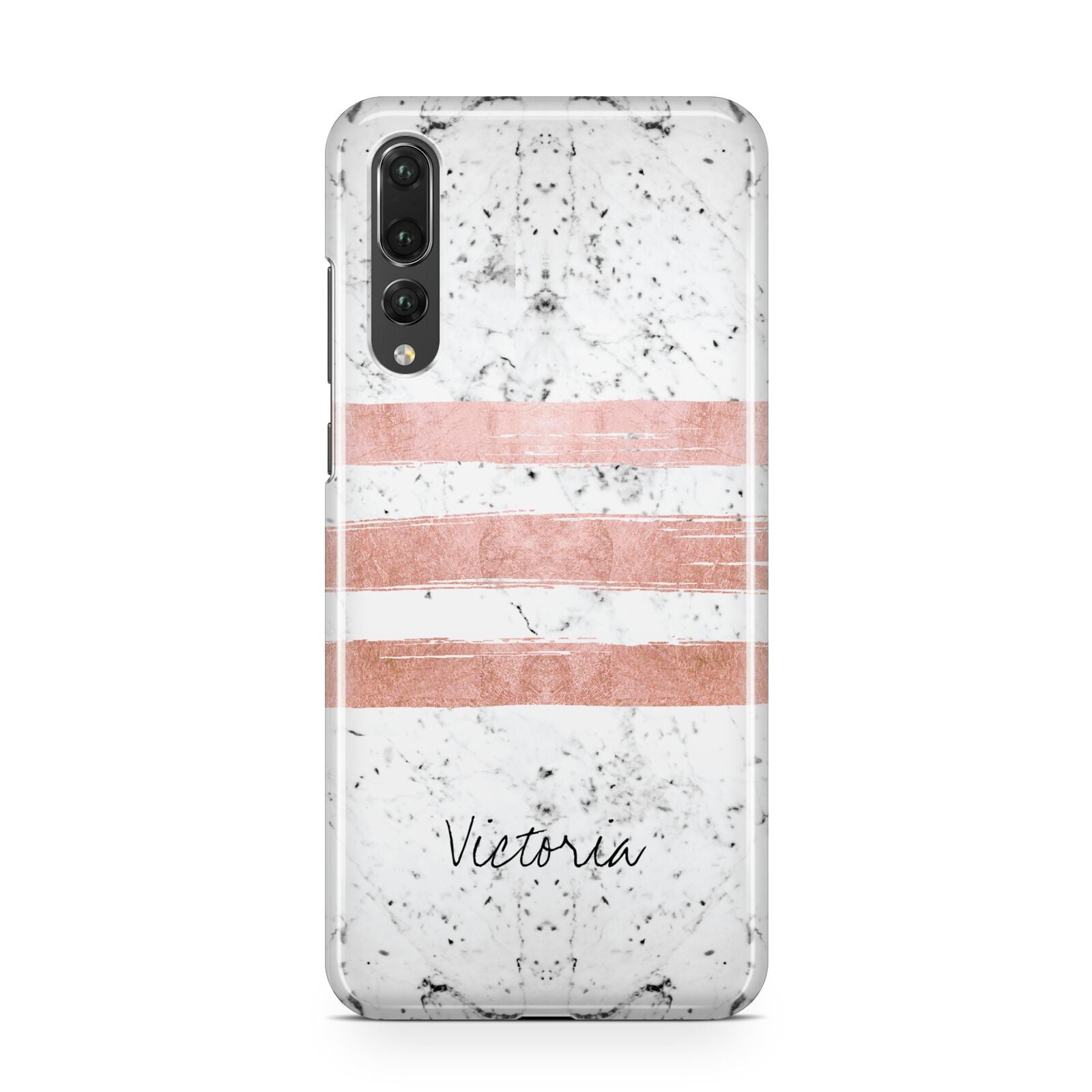 Personalised Rose Gold Brush Marble Initial Huawei P20 Pro Phone Case