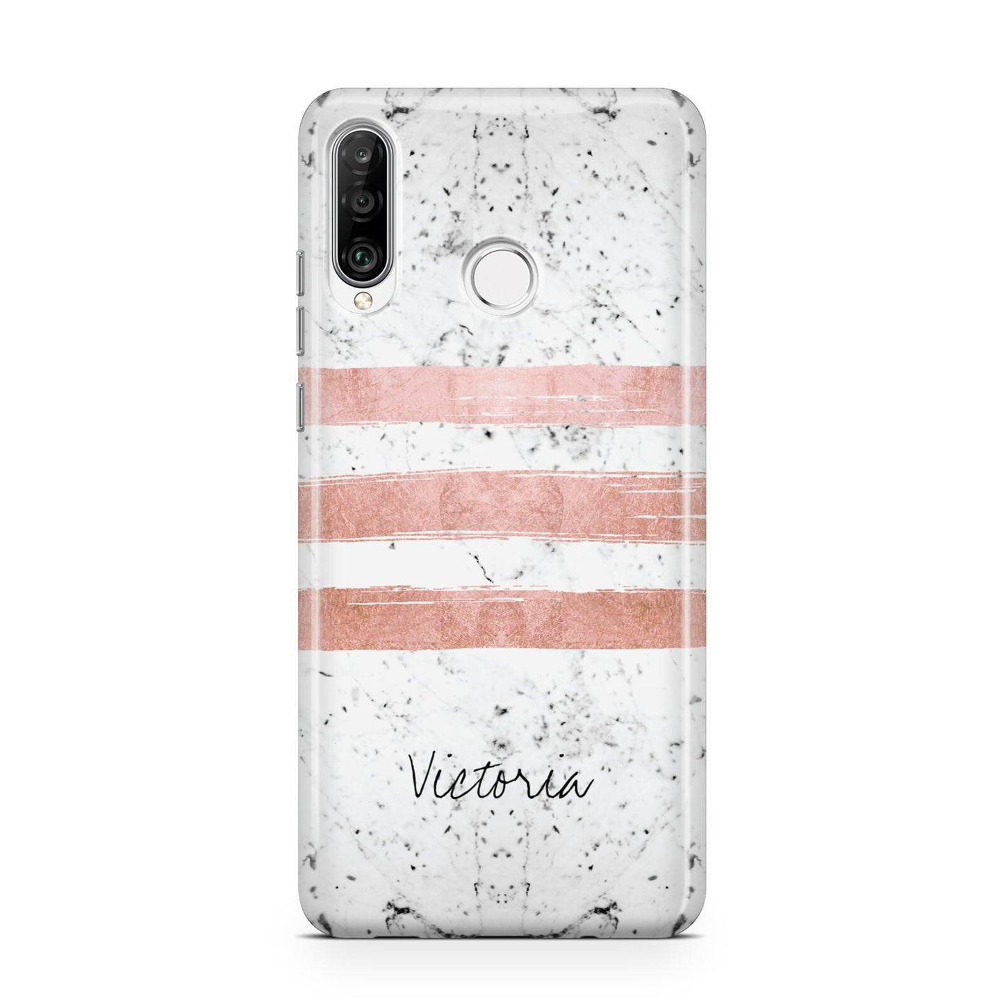Personalised Rose Gold Brush Marble Initial Huawei P30 Lite Phone Case