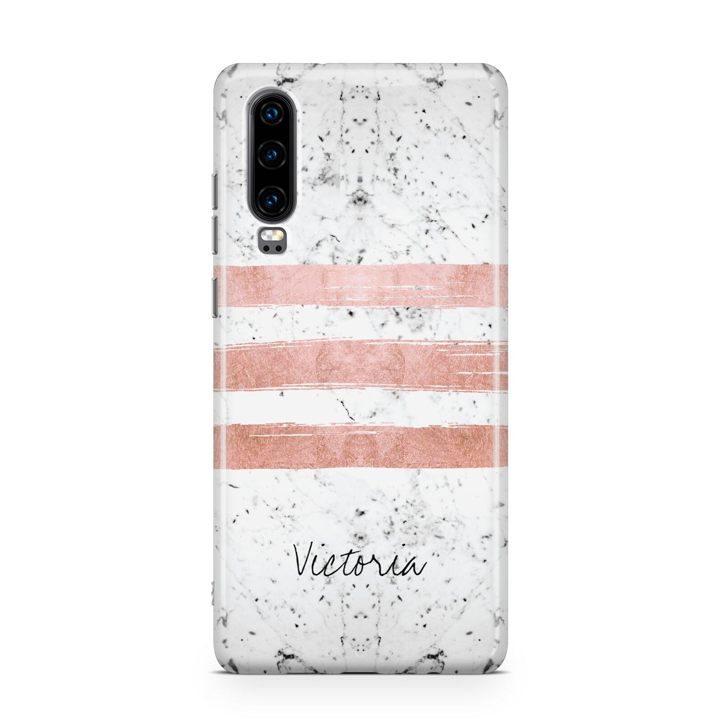 Personalised Rose Gold Brush Marble Initial Huawei P30 Phone Case