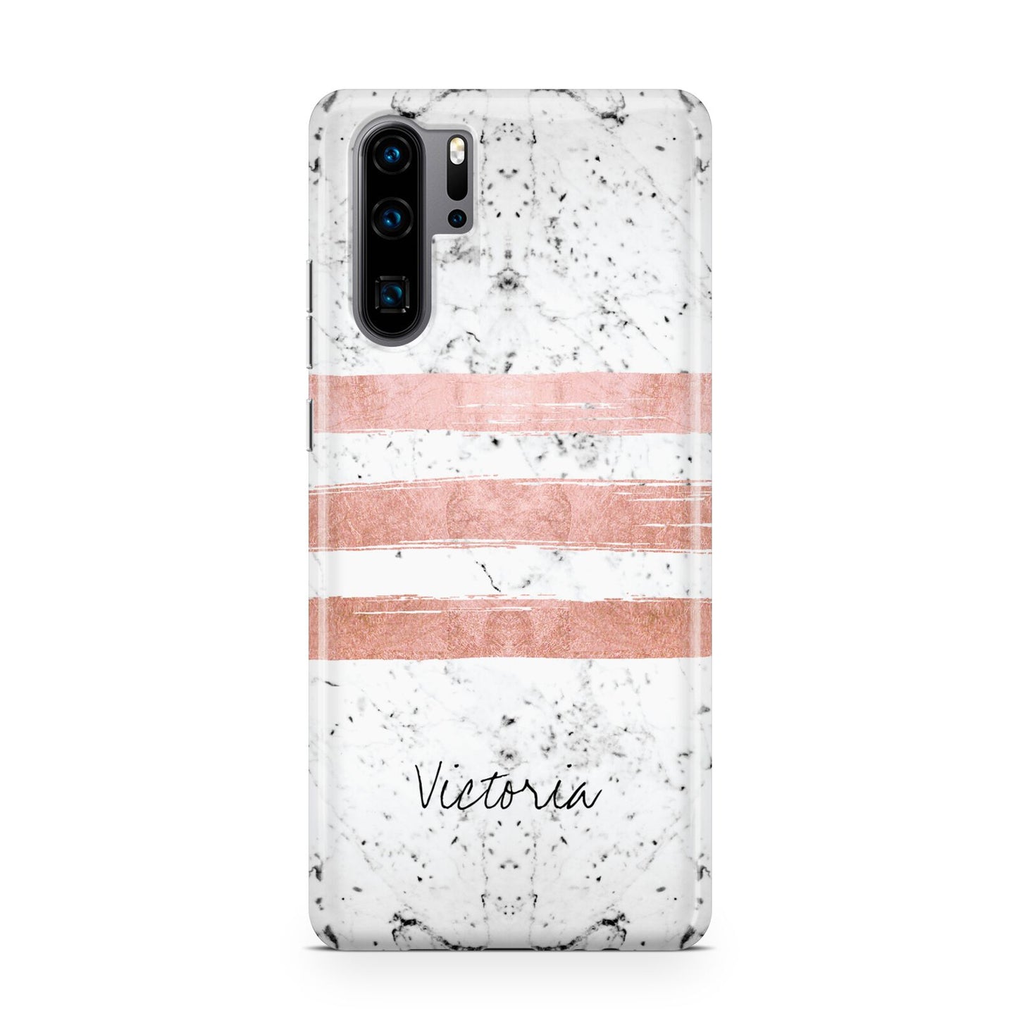 Personalised Rose Gold Brush Marble Initial Huawei P30 Pro Phone Case