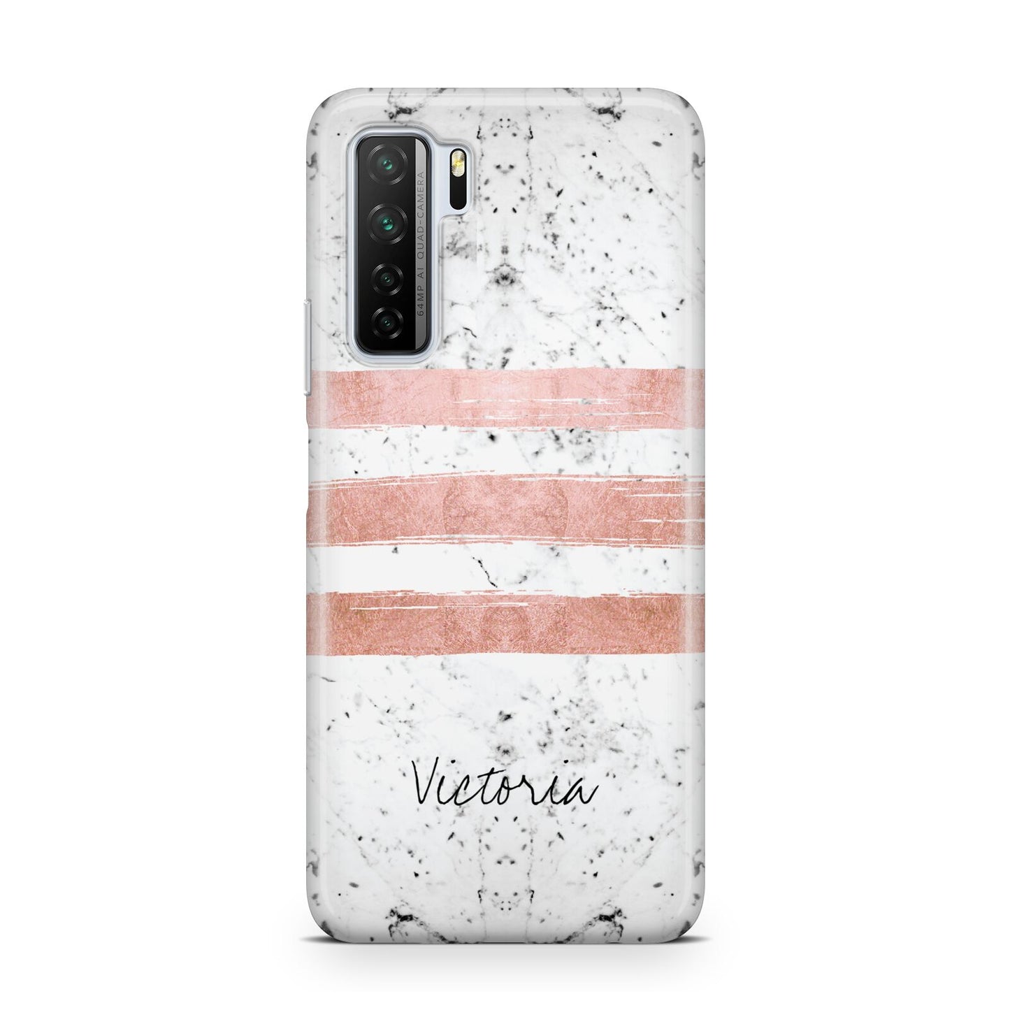 Personalised Rose Gold Brush Marble Initial Huawei P40 Lite 5G Phone Case