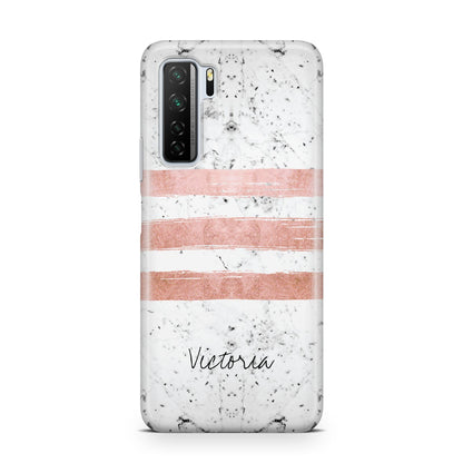 Personalised Rose Gold Brush Marble Initial Huawei P40 Lite 5G Phone Case