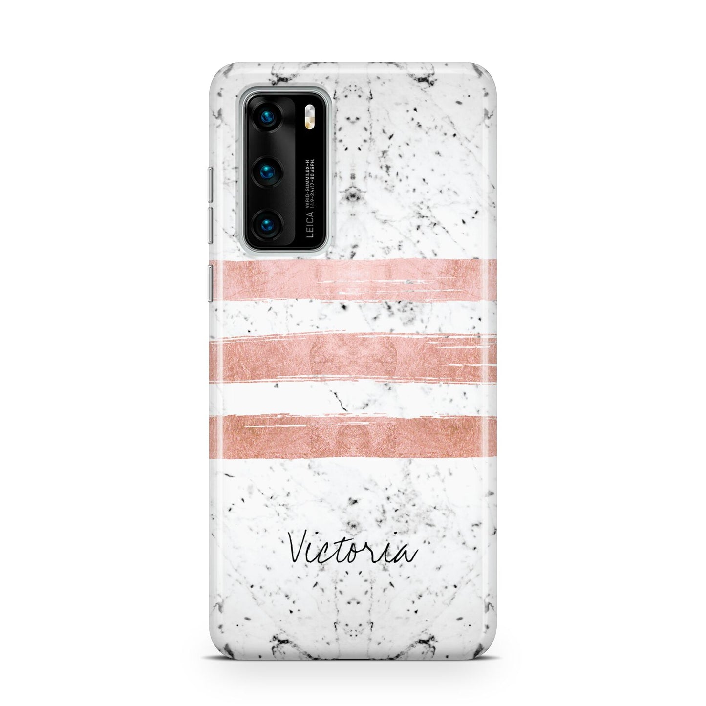 Personalised Rose Gold Brush Marble Initial Huawei P40 Phone Case