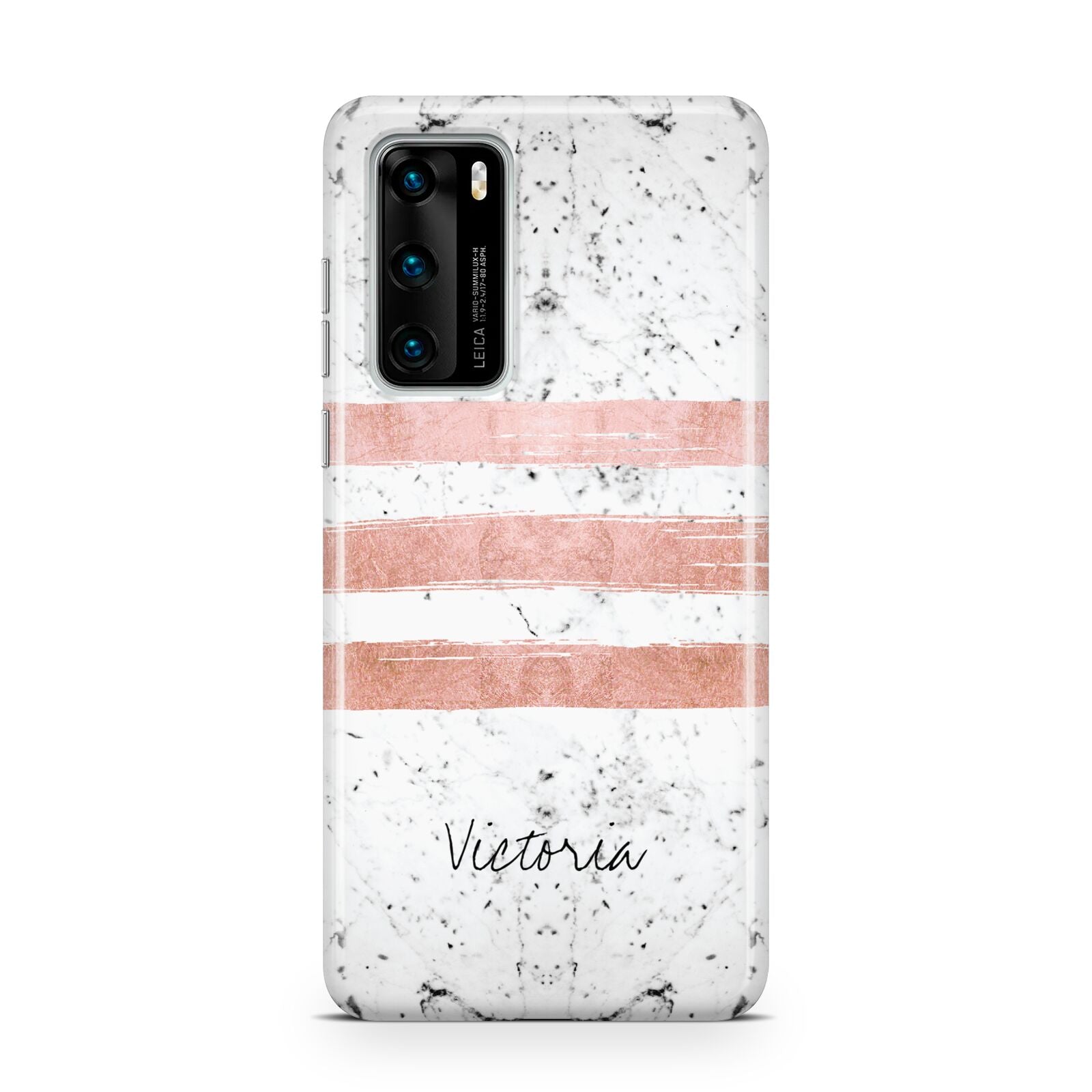 Personalised Rose Gold Brush Marble Initial Huawei P40 Phone Case