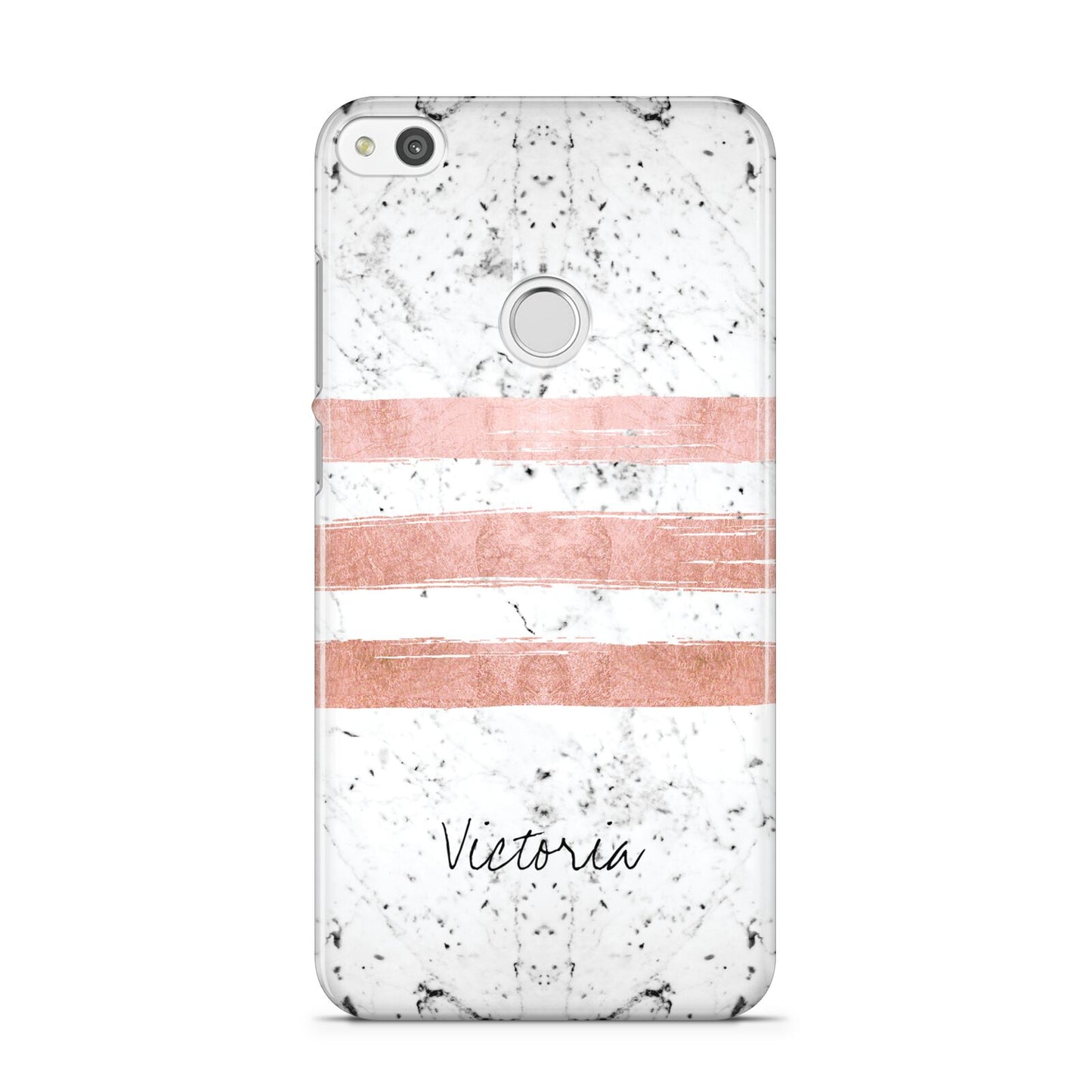 Personalised Rose Gold Brush Marble Initial Huawei P8 Lite Case