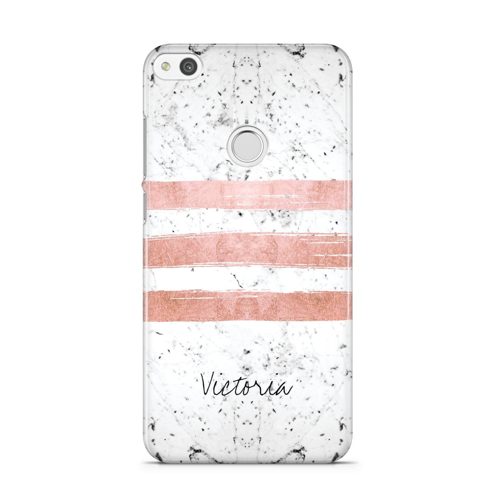 Personalised Rose Gold Brush Marble Initial Huawei P8 Lite Case