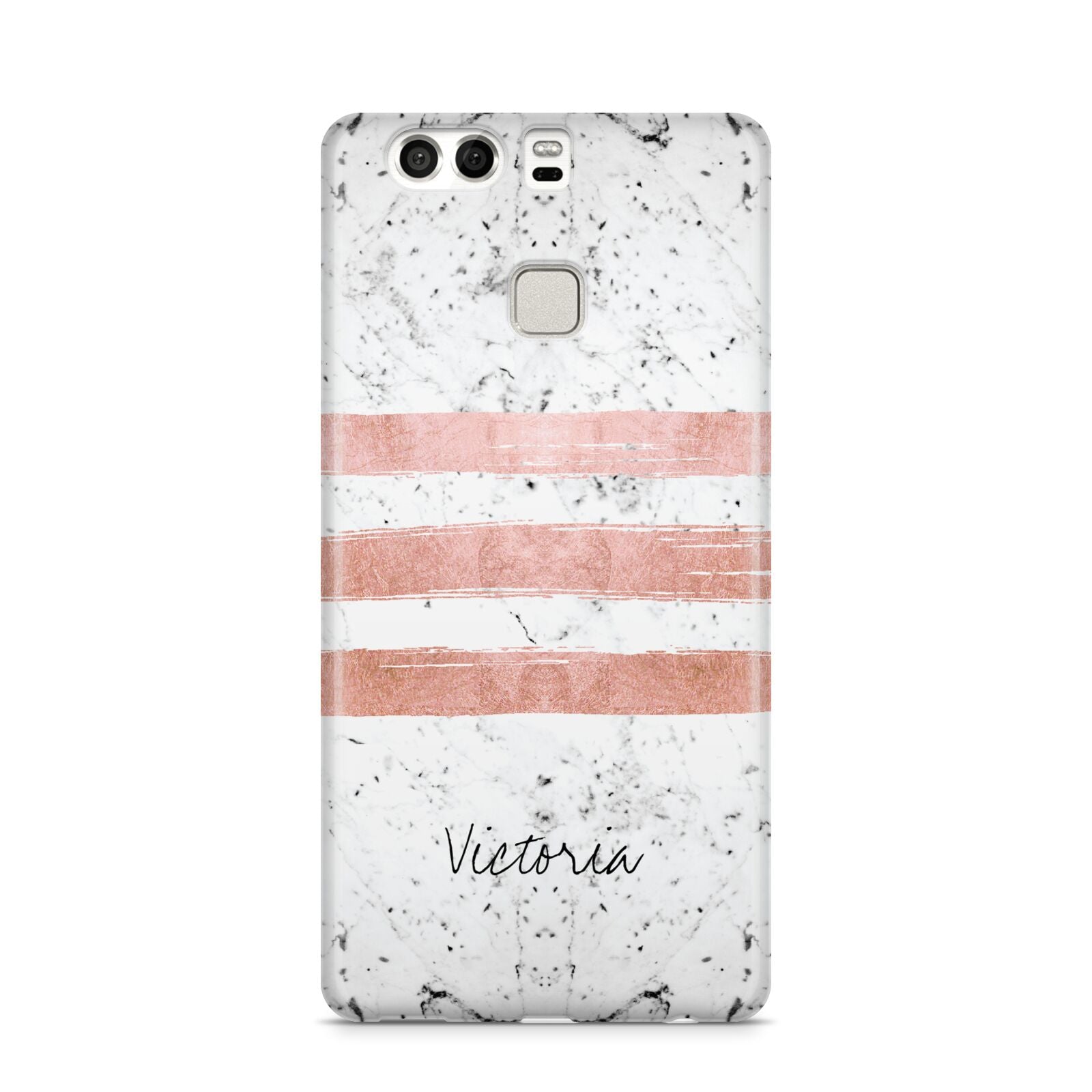 Personalised Rose Gold Brush Marble Initial Huawei P9 Case
