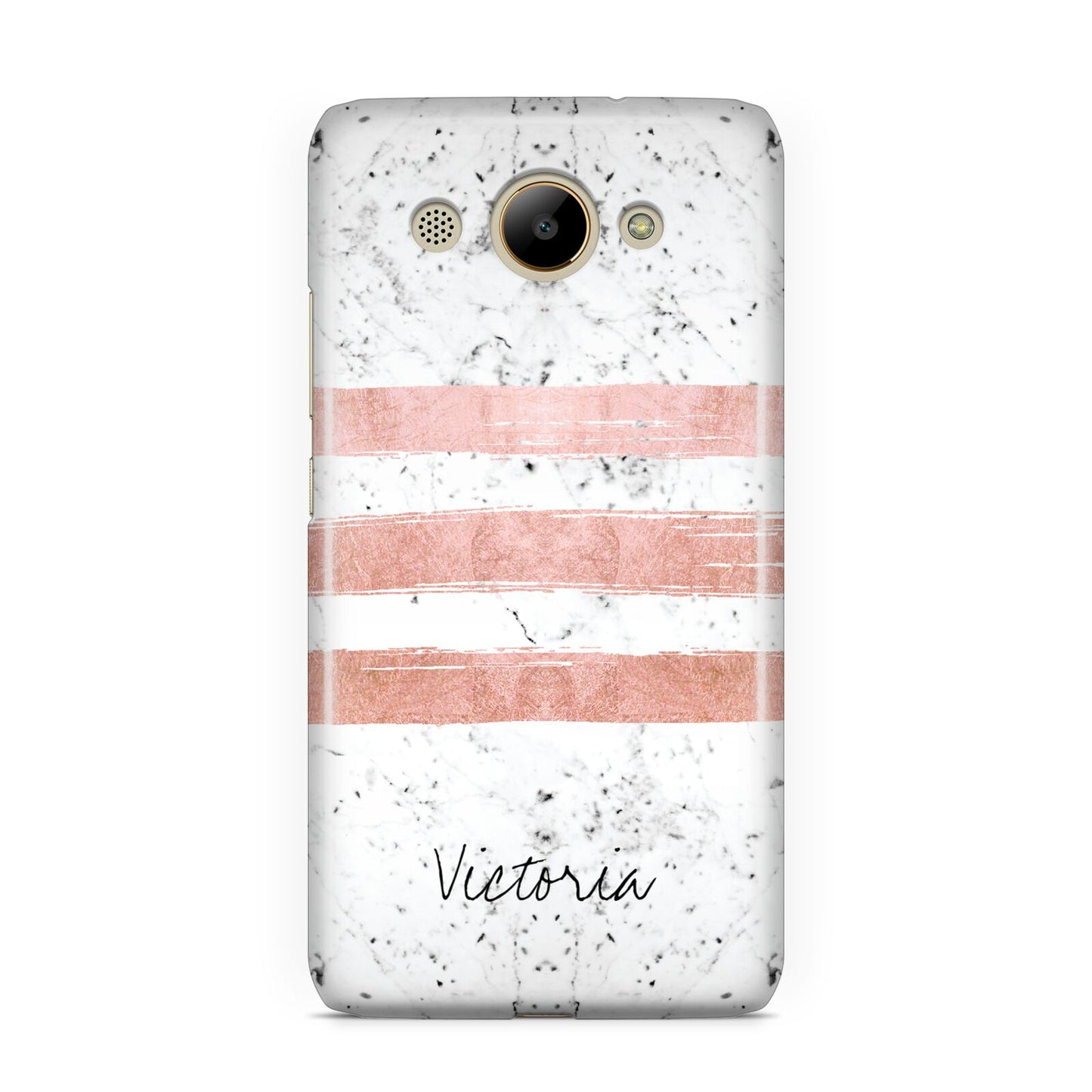 Personalised Rose Gold Brush Marble Initial Huawei Y3 2017