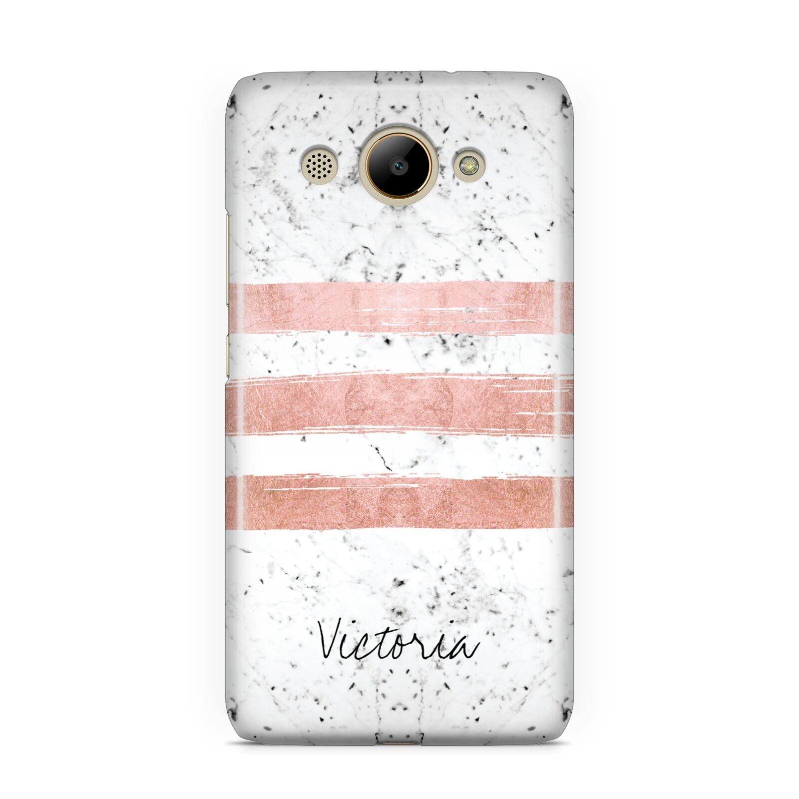 Personalised Rose Gold Brush Marble Initial Huawei Y3 2017