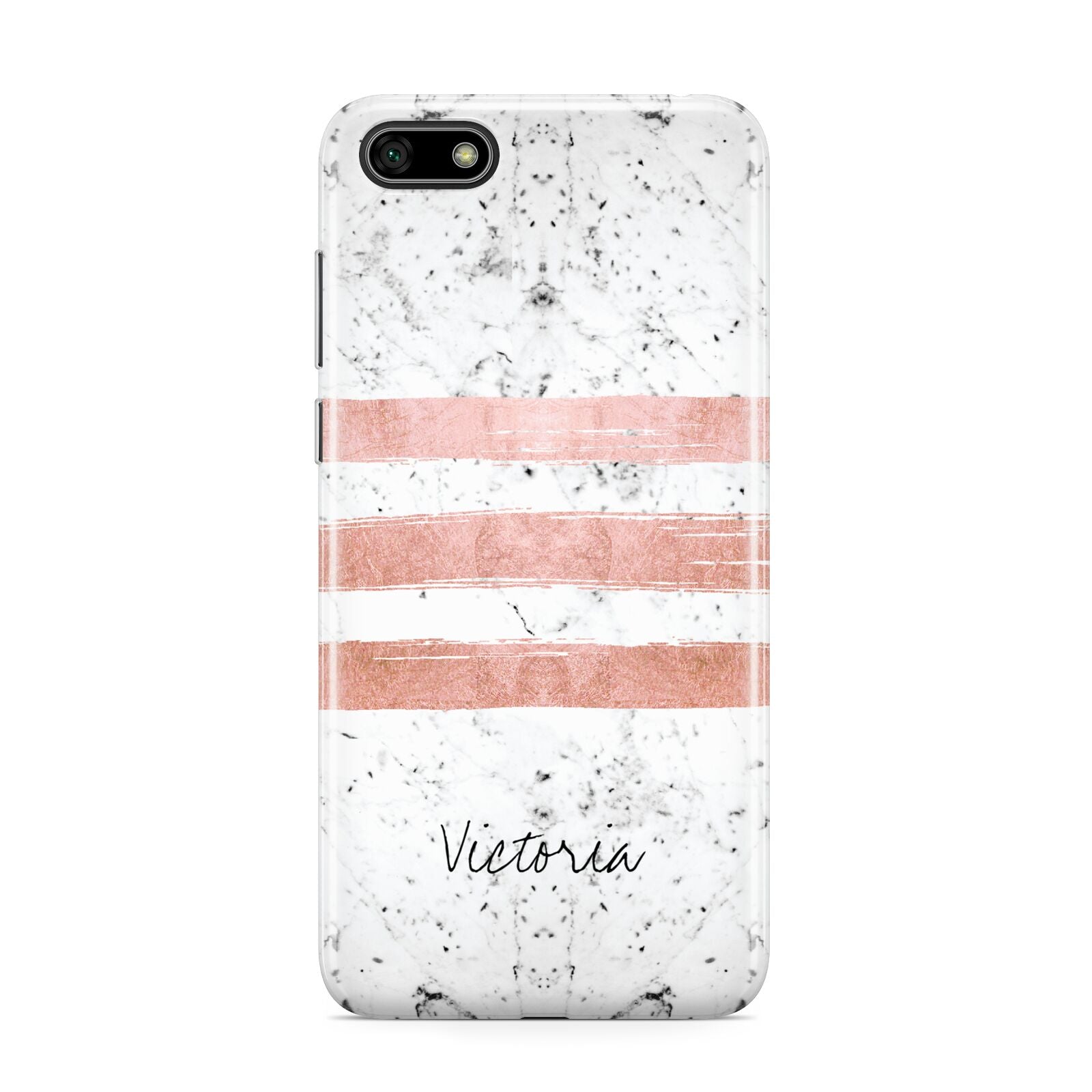 Personalised Rose Gold Brush Marble Initial Huawei Y5 Prime 2018 Phone Case