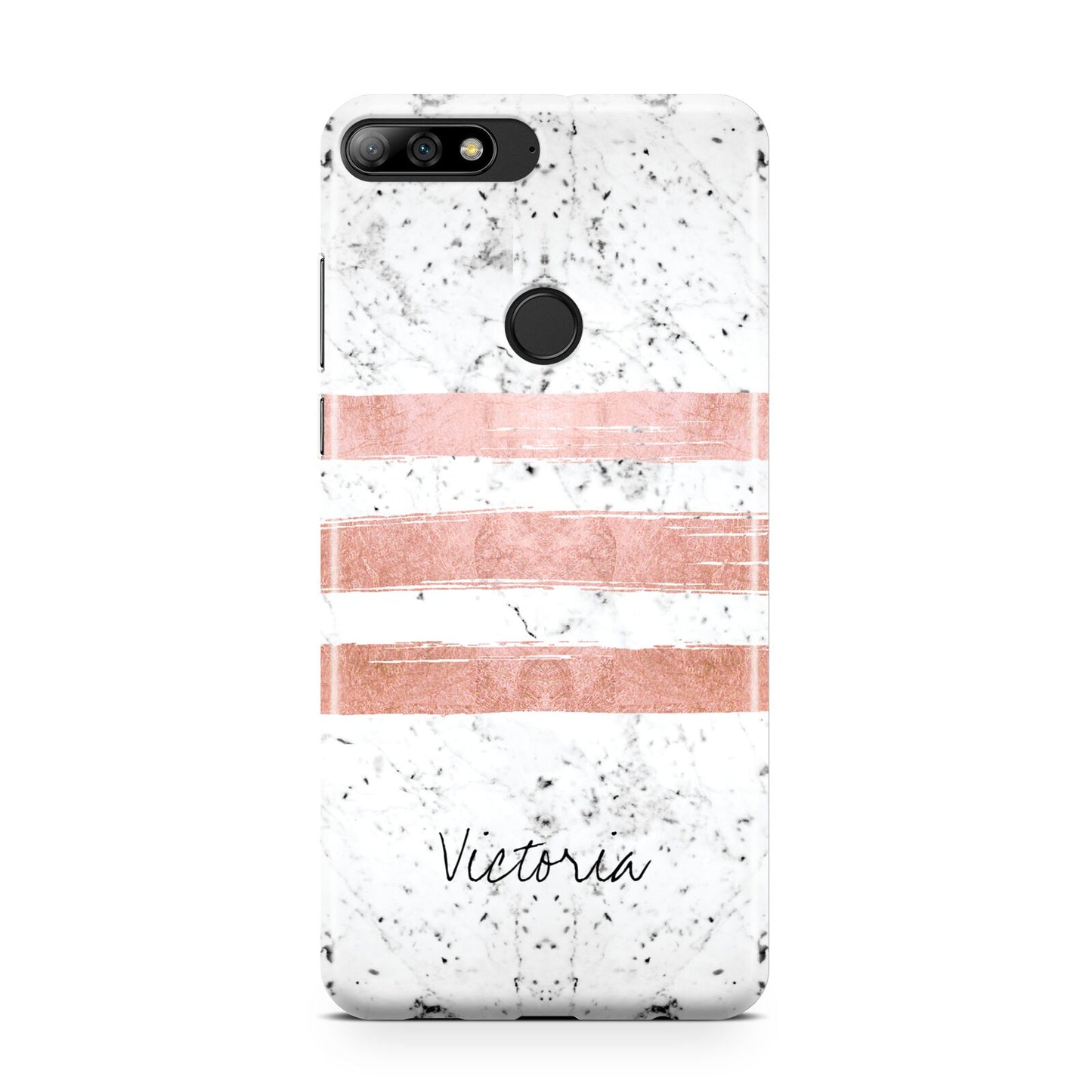 Personalised Rose Gold Brush Marble Initial Huawei Y7 2018